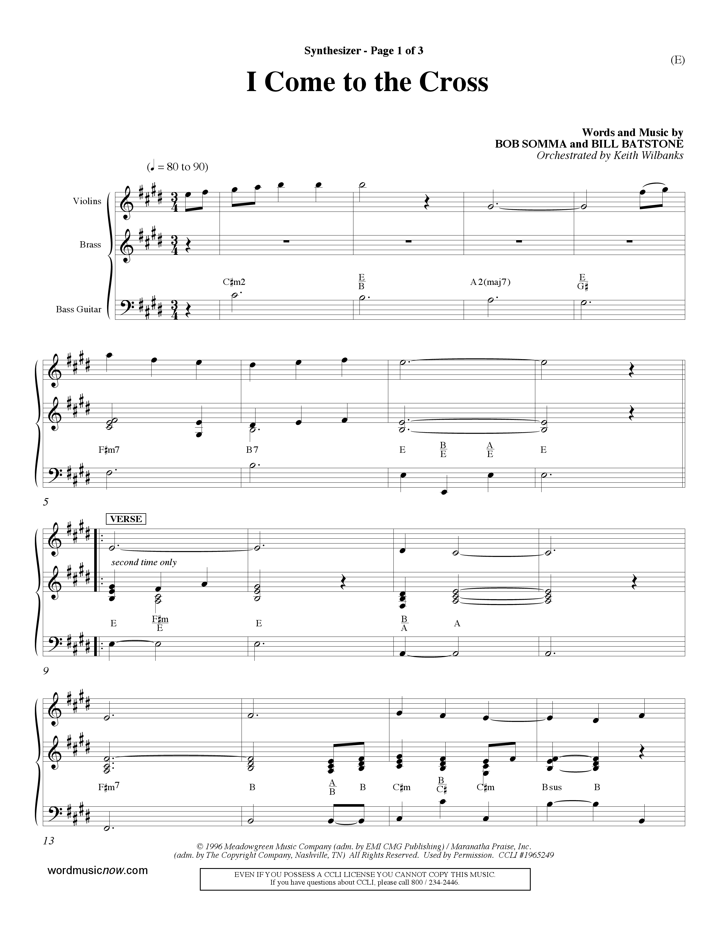 I Come To The Cross (Choral Anthem SATB) Synth (Word Music Choral / Orch. Keith Wilbanks)
