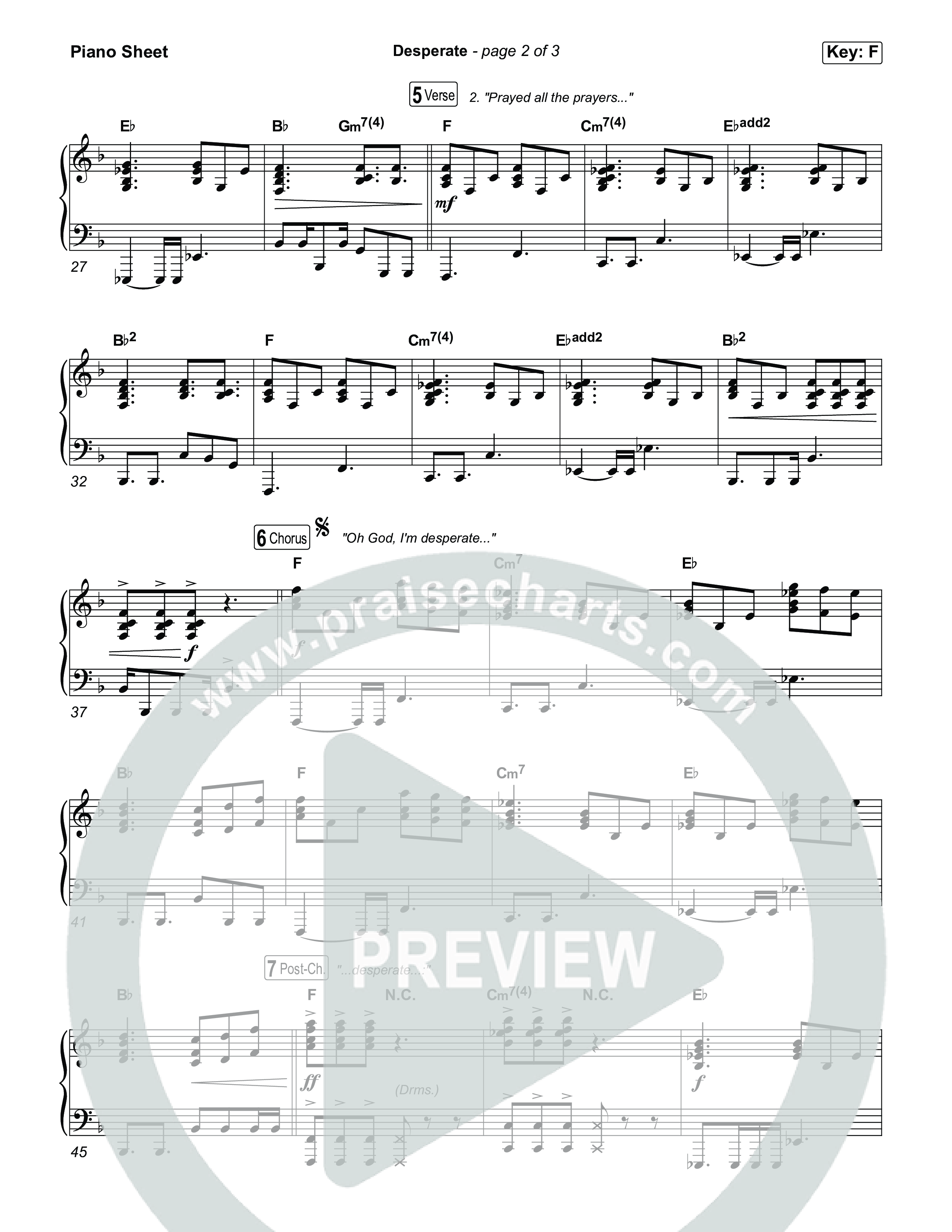 Desperate Piano Sheet (Jamie MacDonald)