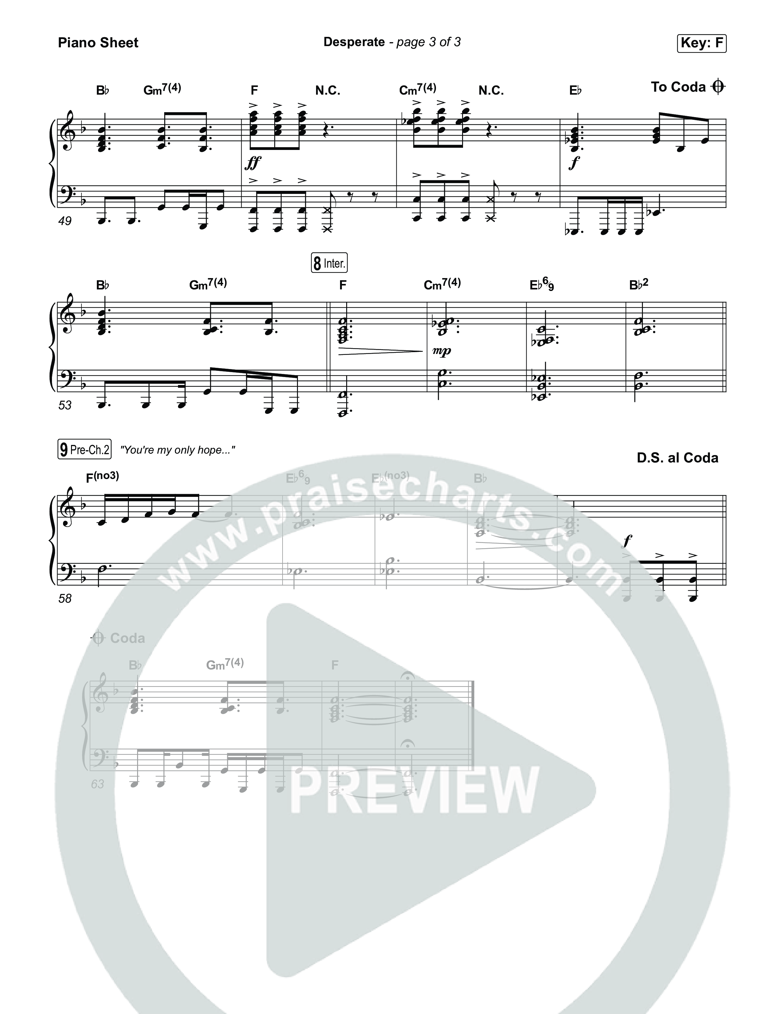 Desperate Piano Sheet (Jamie MacDonald)