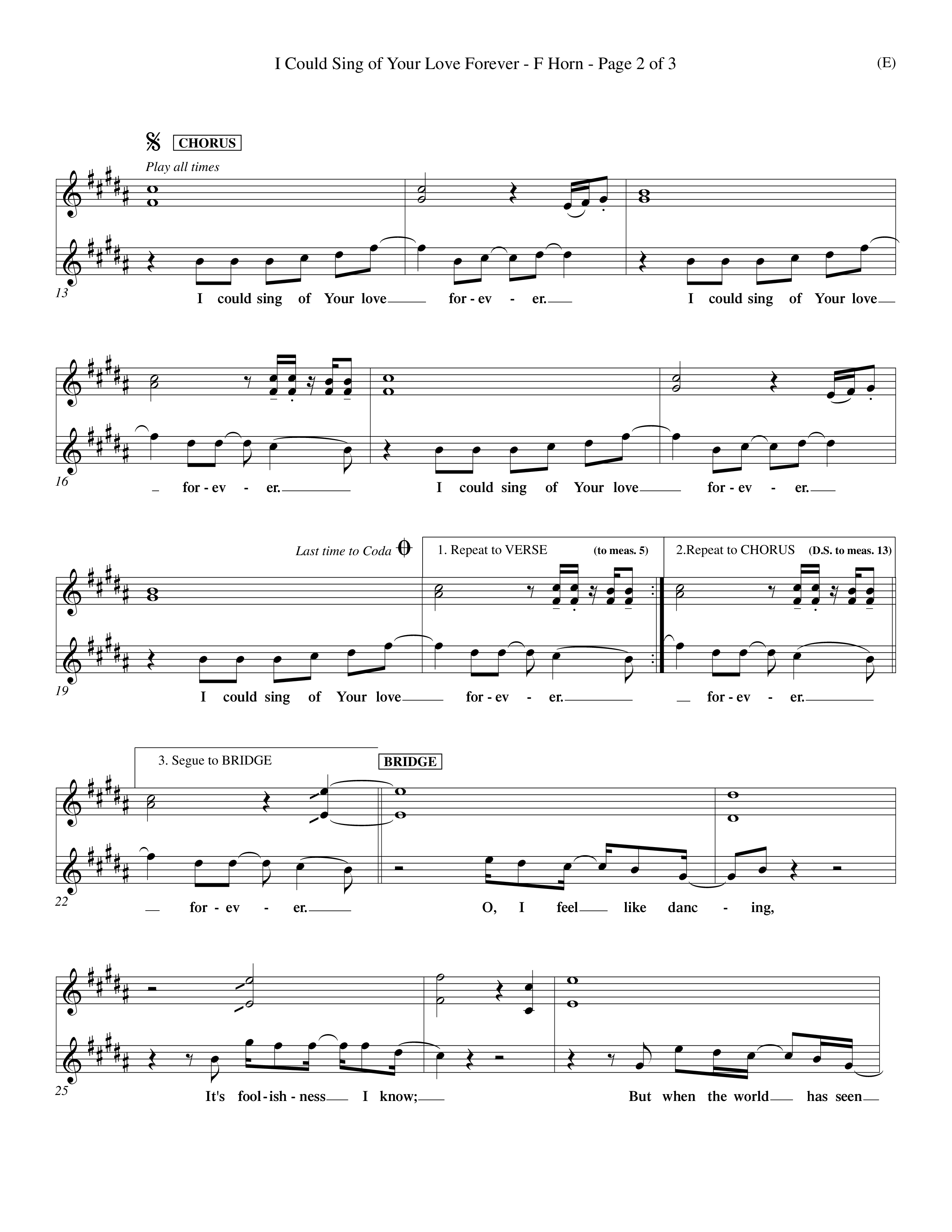 I Could Sing Of Your Love Forever (Choral Anthem SATB) French Horn (Word Music Choral / Orch. Keith Wilbanks)