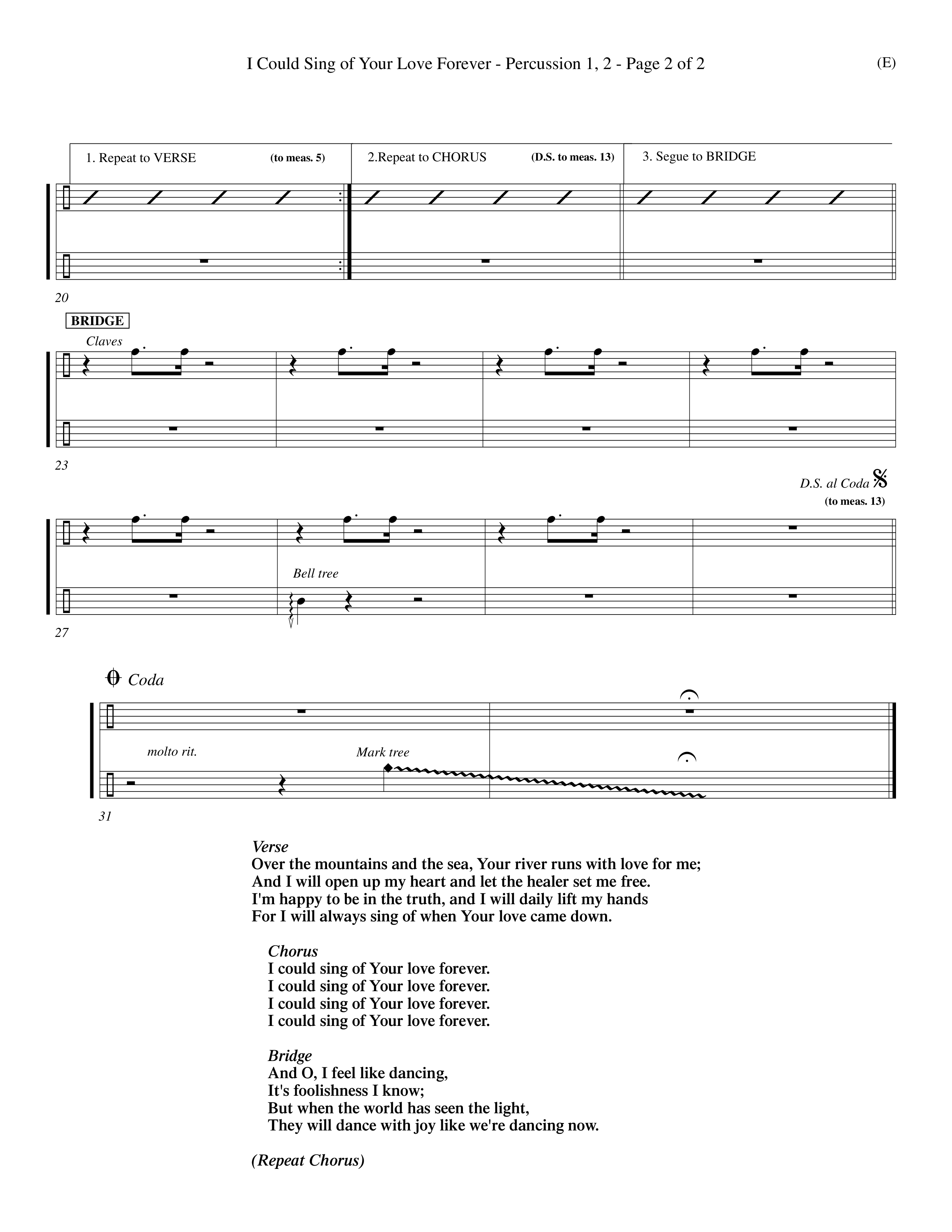 I Could Sing Of Your Love Forever (Choral Anthem SATB) Percussion 1/2 (Word Music Choral / Orch. Keith Wilbanks)