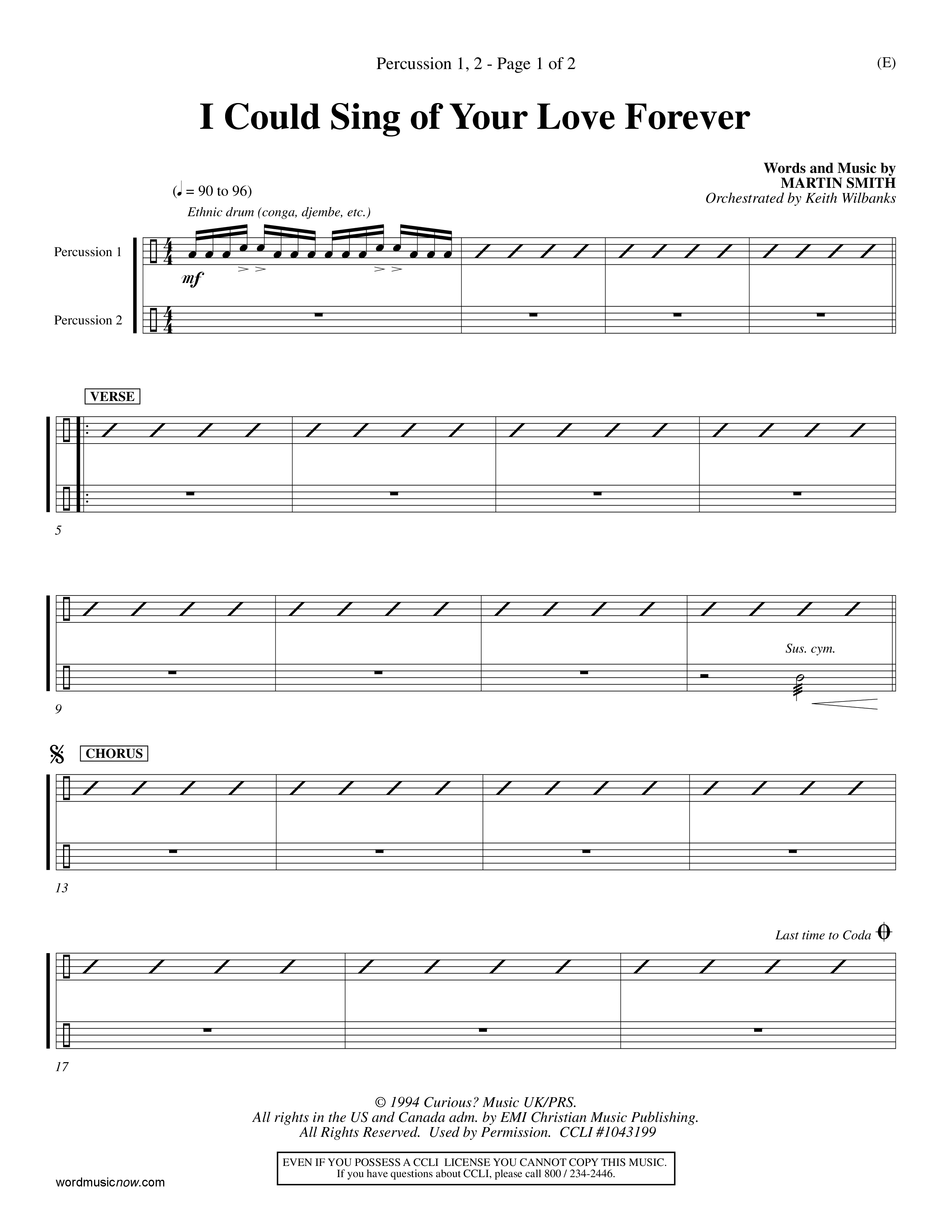 I Could Sing Of Your Love Forever (Choral Anthem SATB) Percussion 1/2 (Word Music Choral / Orch. Keith Wilbanks)