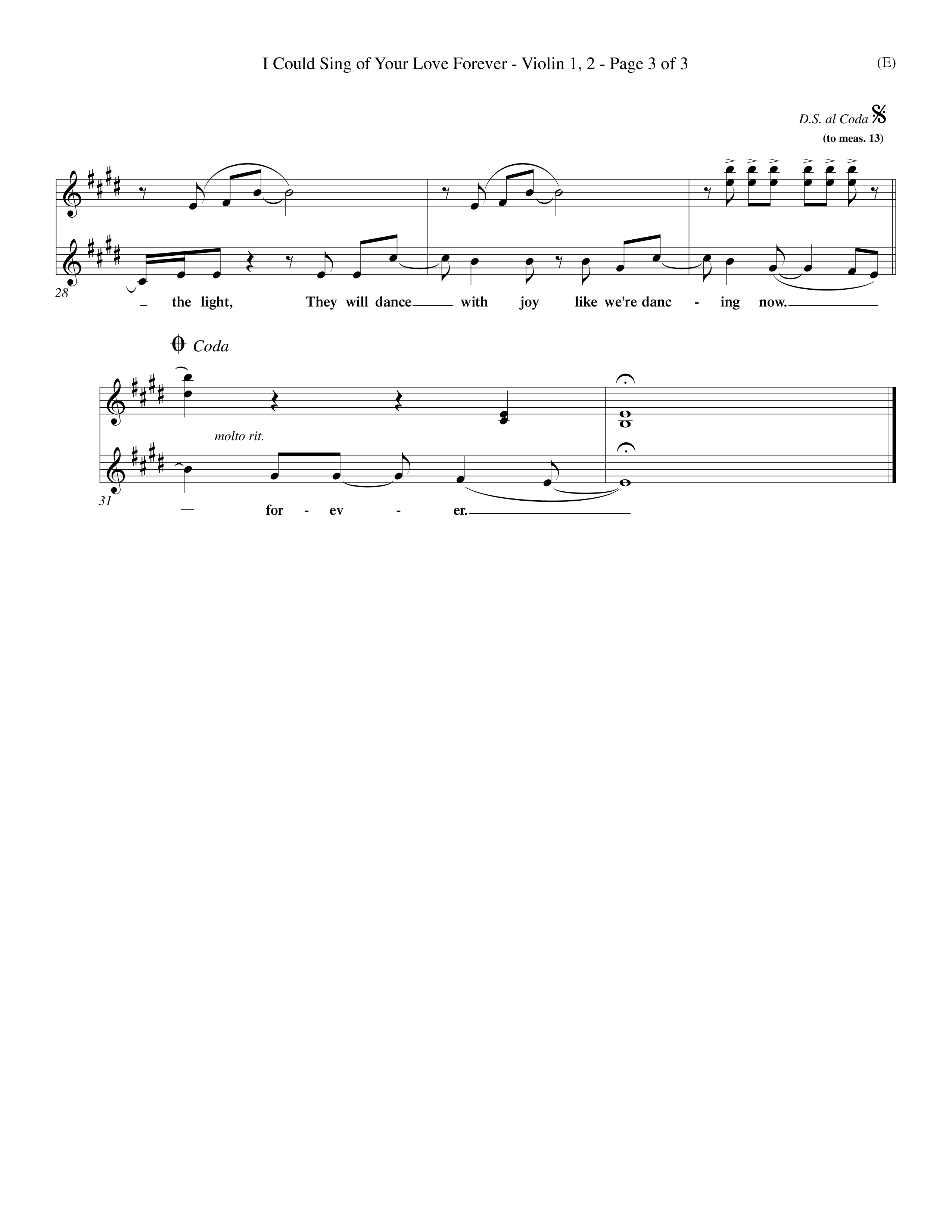 I Could Sing Of Your Love Forever (Choral Anthem SATB) Violin 1/2 (Word Music Choral / Orch. Keith Wilbanks)