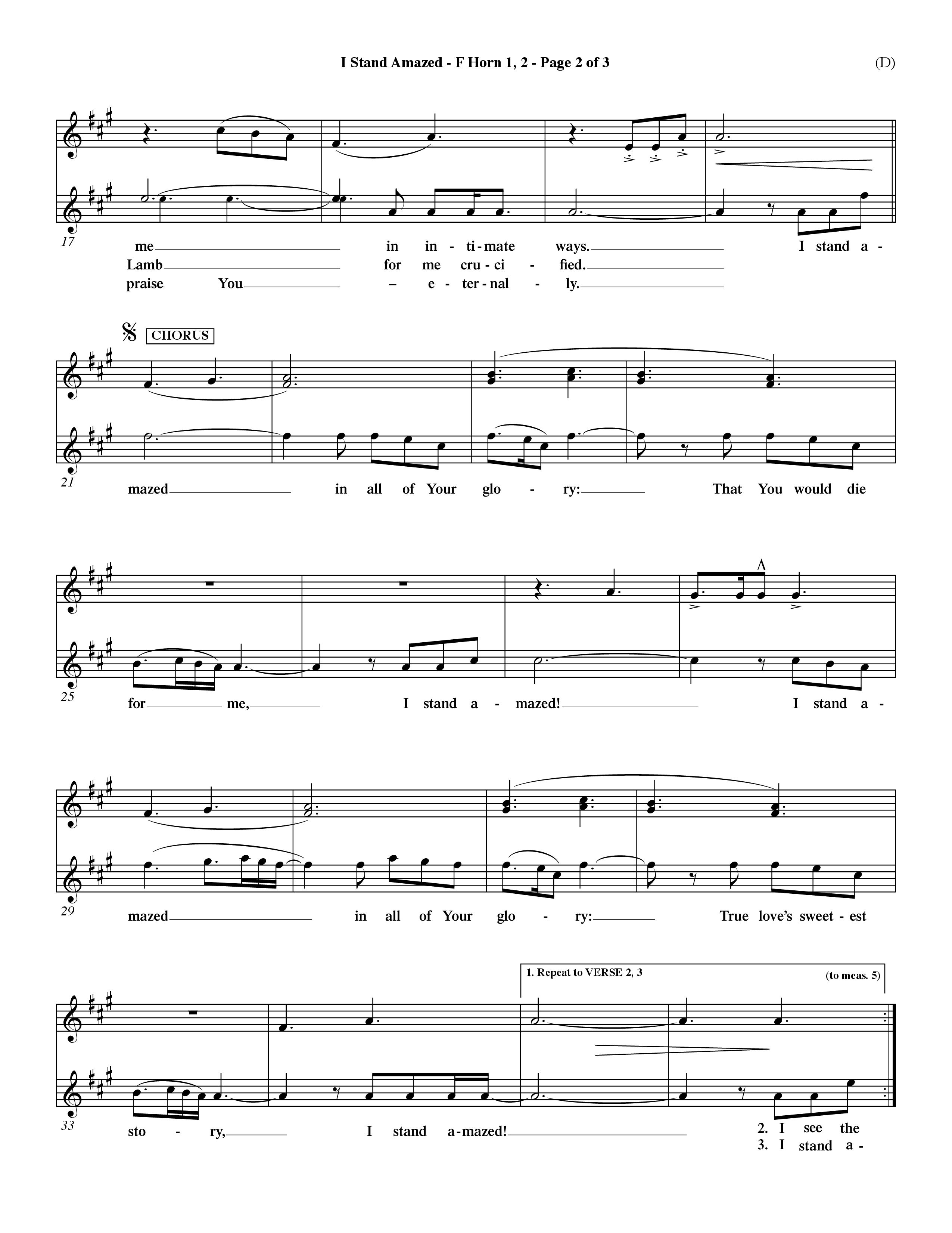 I Stand Amazed (Choral Anthem SATB) French Horn (Word Music Choral / Orch. David Winkler)