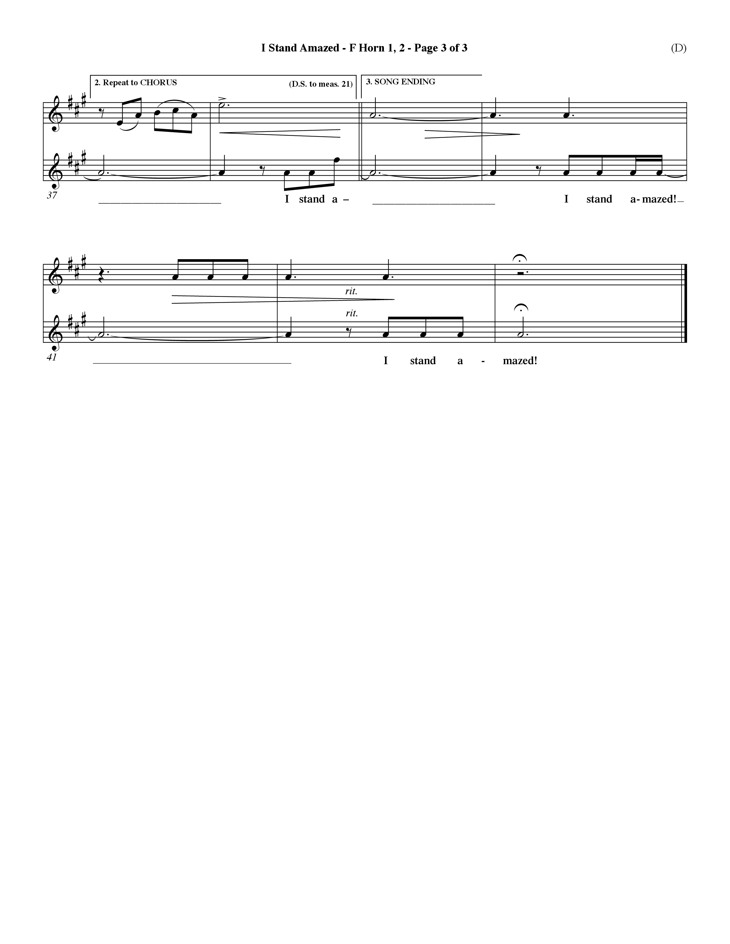 I Stand Amazed (Choral Anthem SATB) French Horn (Word Music Choral / Orch. David Winkler)