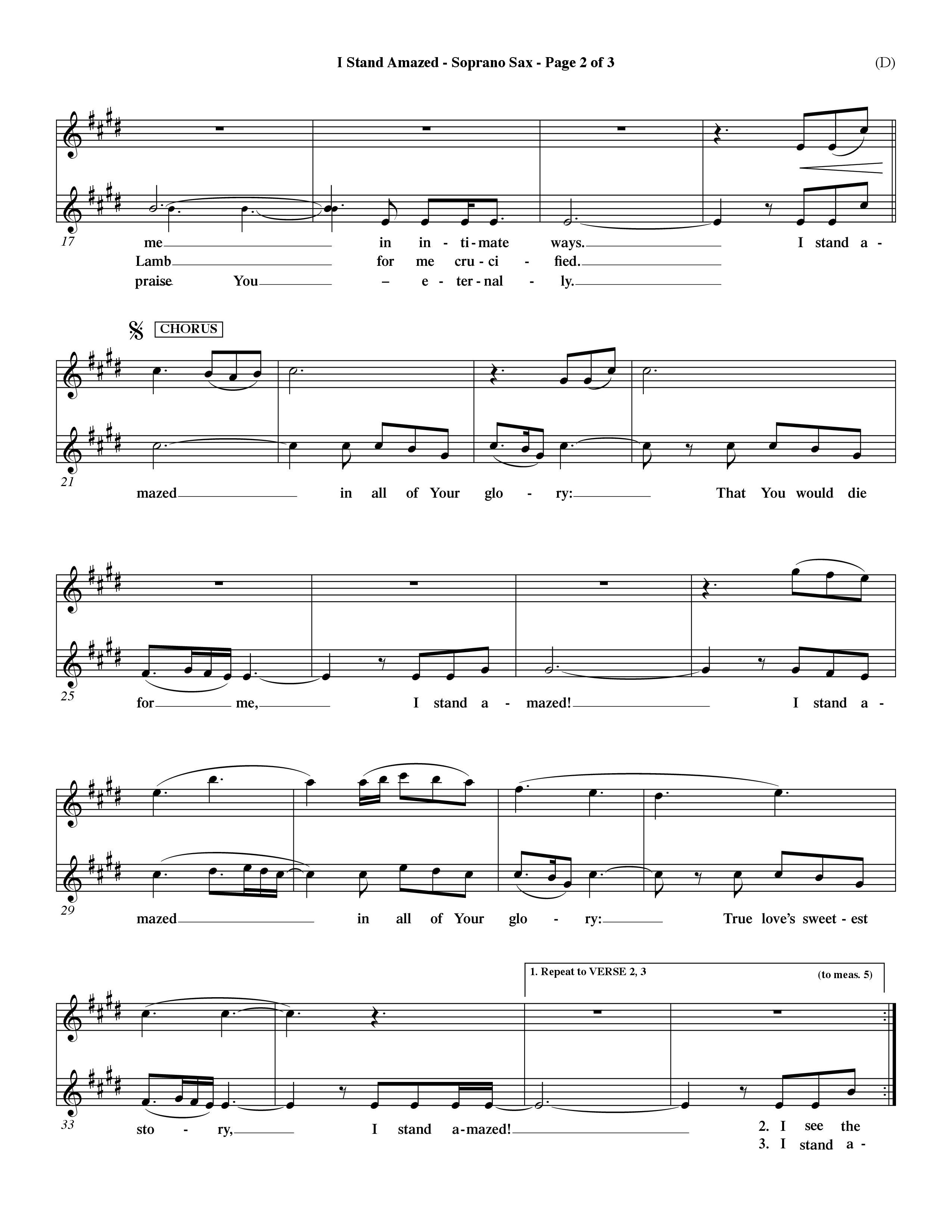 I Stand Amazed (Choral Anthem SATB) Saxophone (Word Music Choral / Orch. David Winkler)