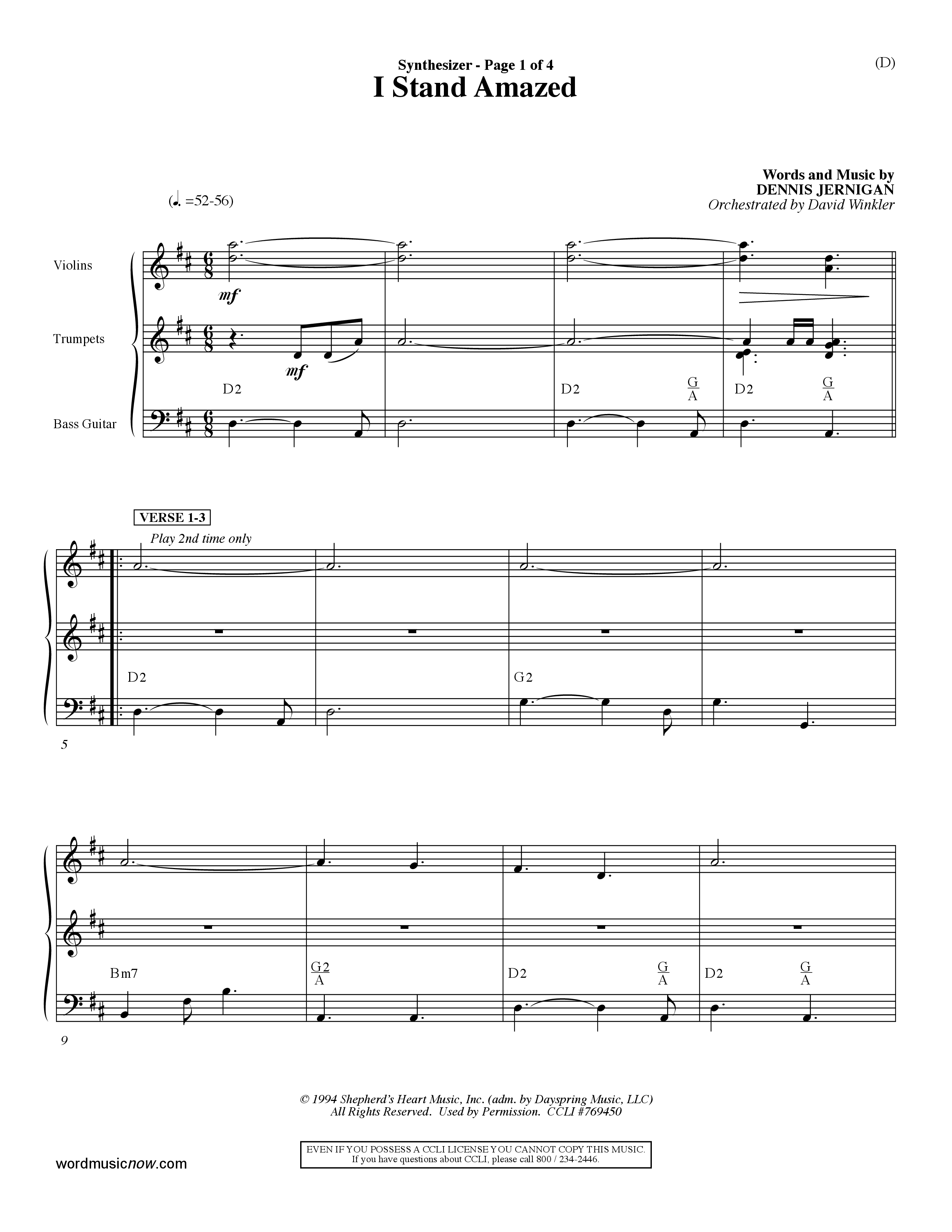 I Stand Amazed (Choral Anthem SATB) Synth (Word Music Choral / Orch. David Winkler)