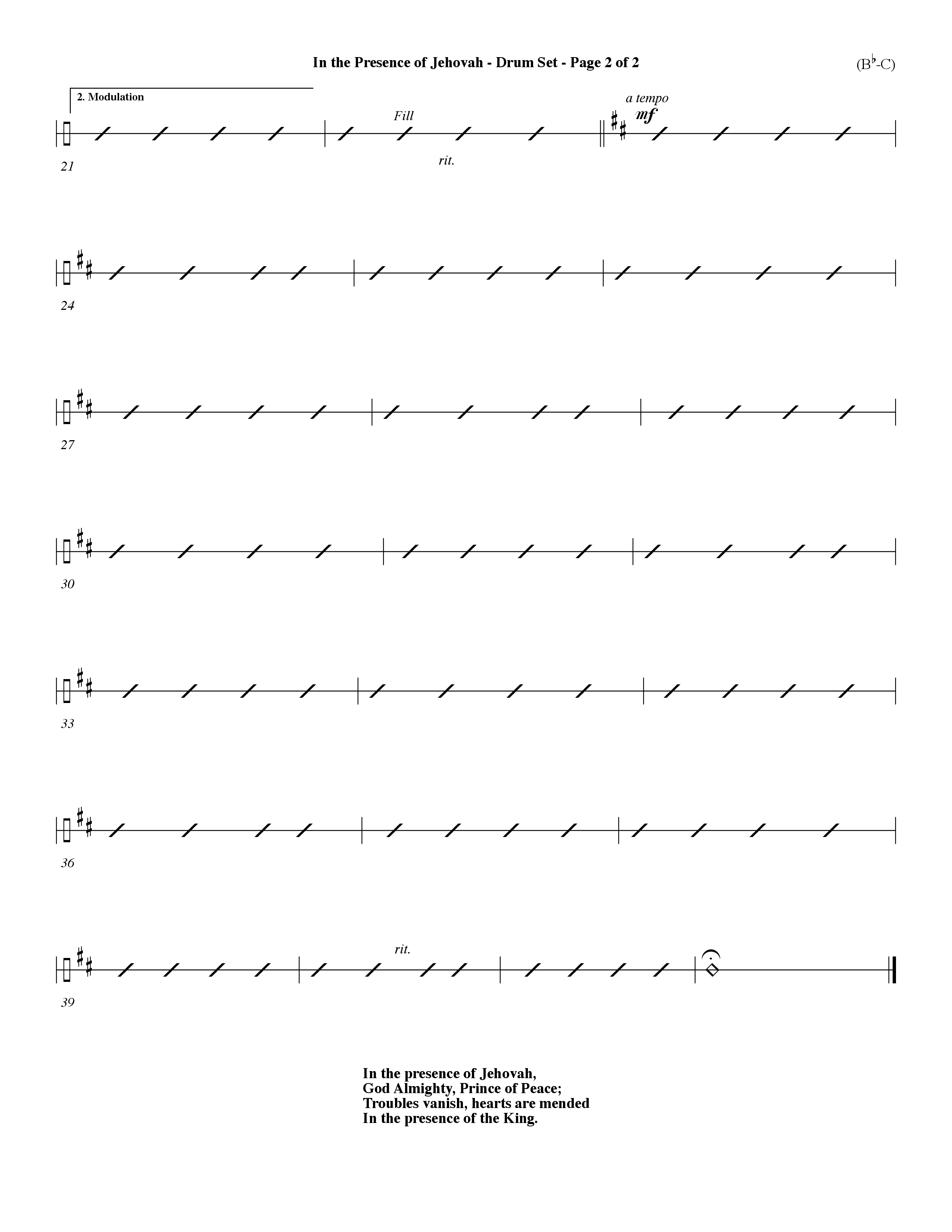 In The Presence Of Jehovah (Choral Anthem SATB) Drum Set (Word Music Choral / Orch. Keith Wilbanks)
