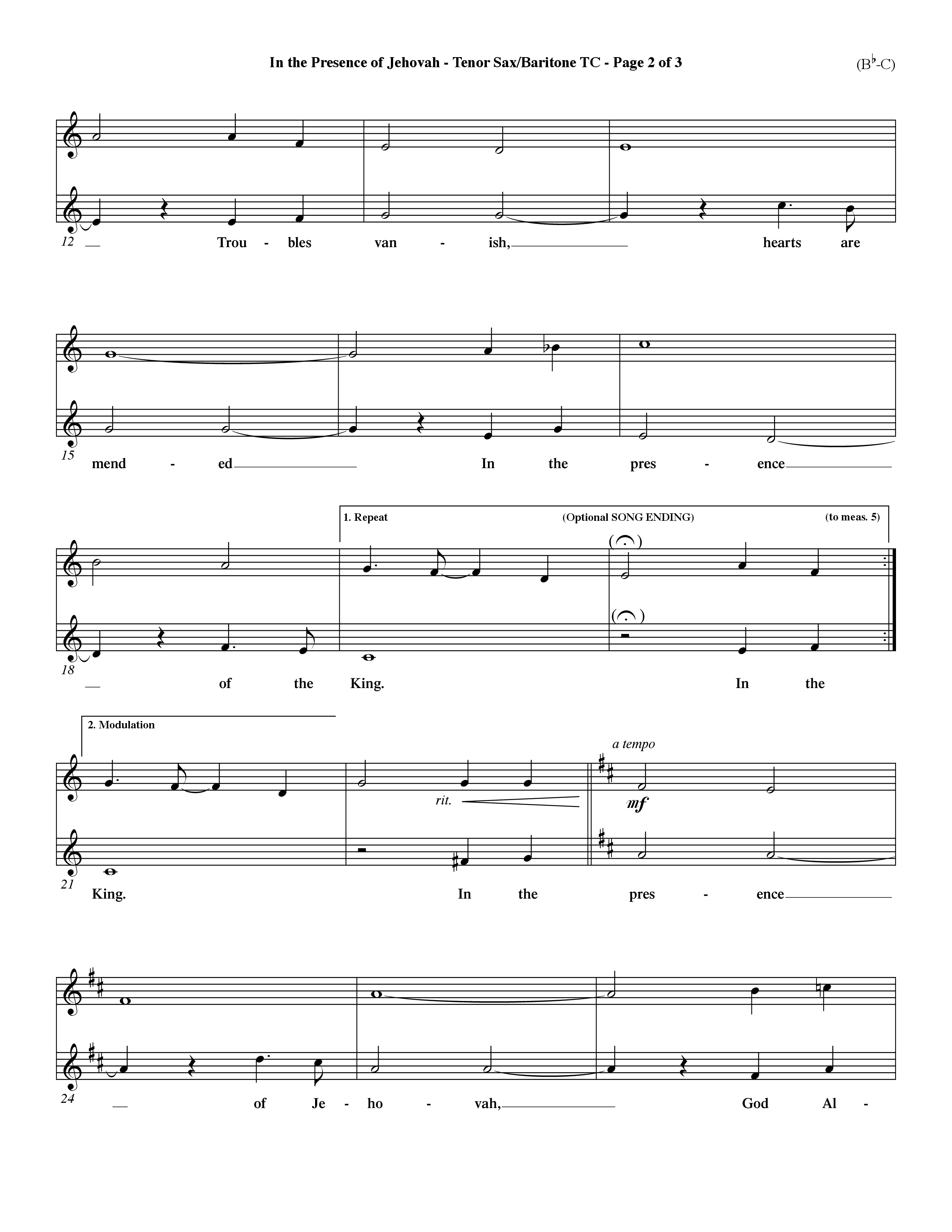 In The Presence Of Jehovah (Choral Anthem SATB) Tenor Sax/Baritone T.C. (Word Music Choral / Orch. Keith Wilbanks)