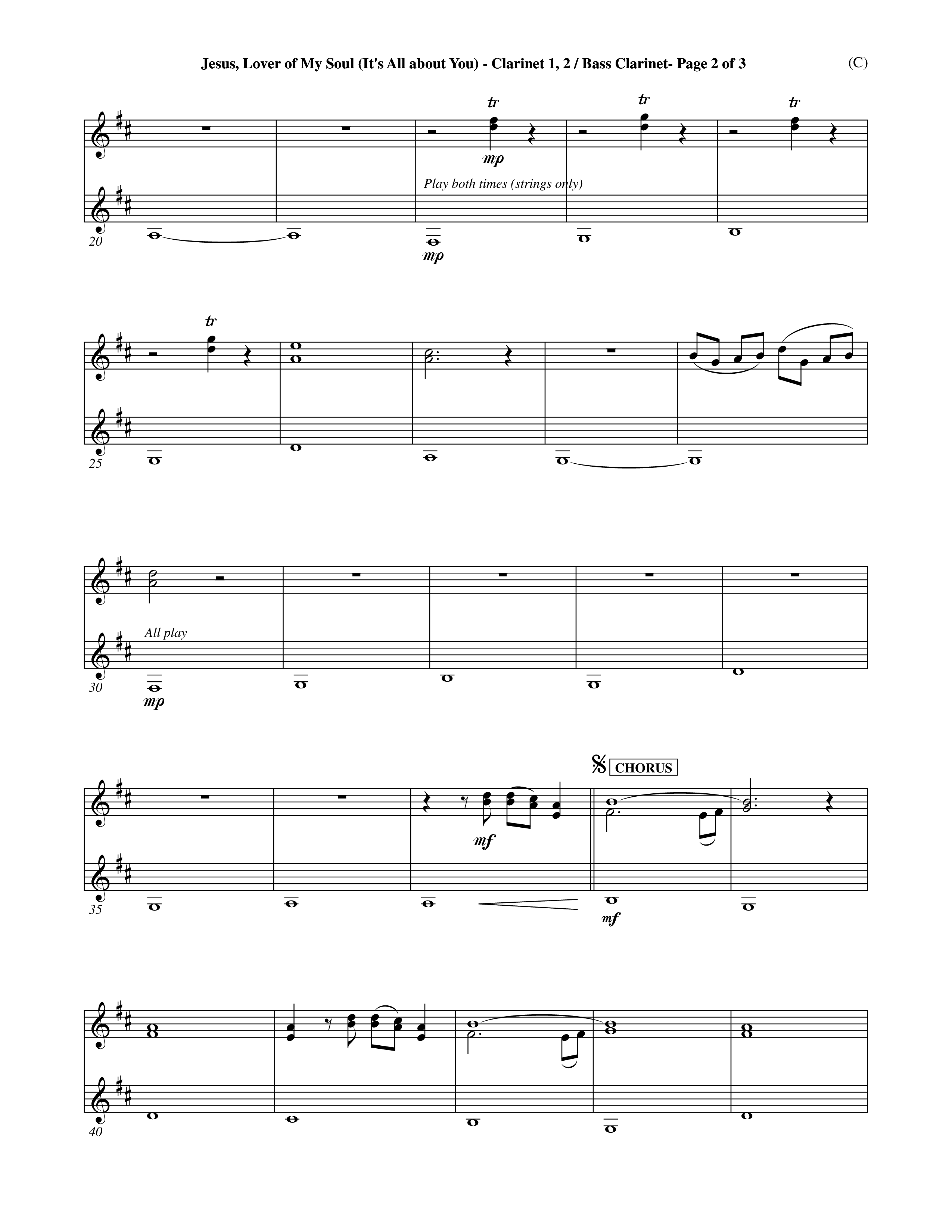 Jesus Lover of My Soul (It's All About You) (Choral Anthem SATB) Clarinet 1/2, Bass Clarinet (Word Music Choral / Orch. Keith Wilbanks)