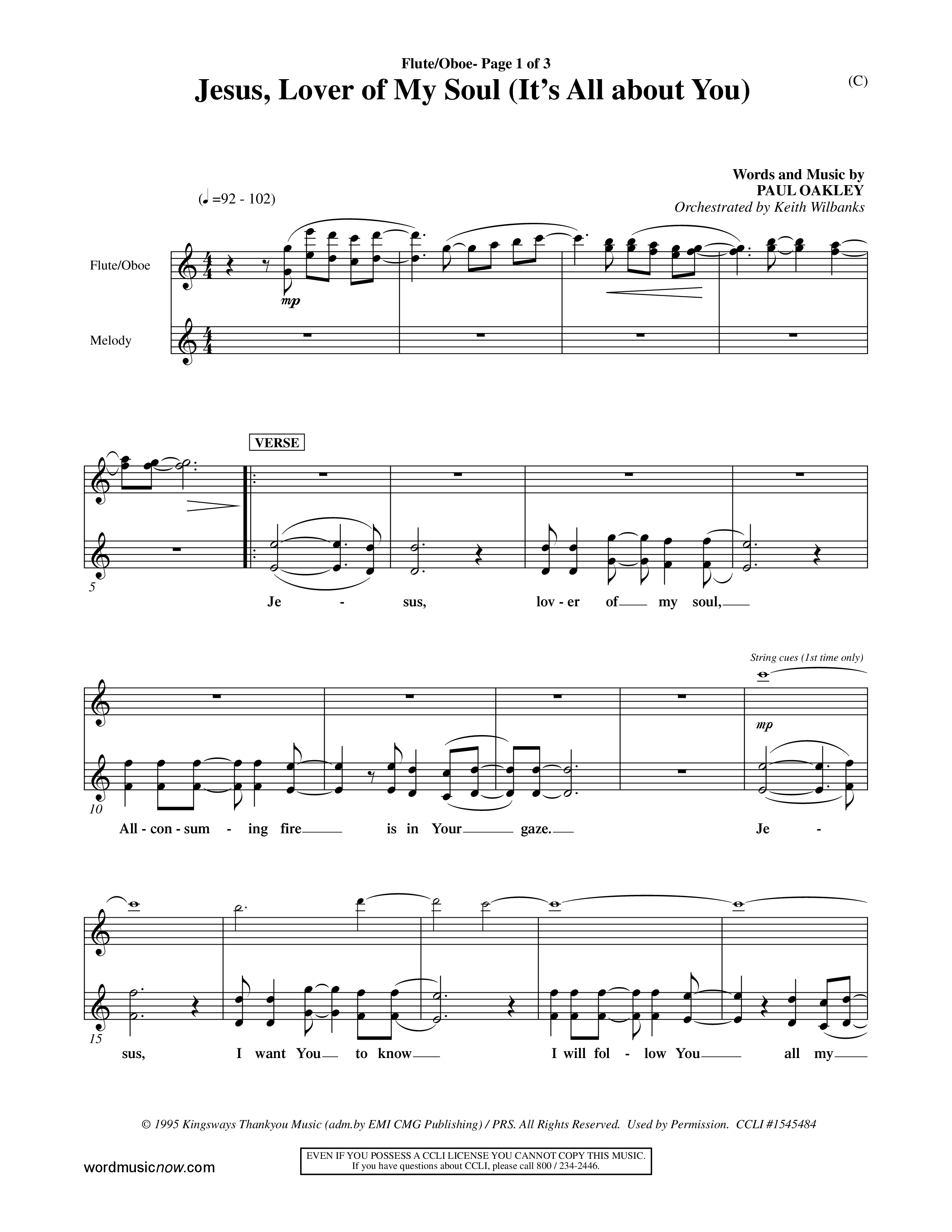 Jesus Lover of My Soul (It's All About You) (Choral Anthem SATB) Flute/Oboe (Word Music Choral / Orch. Keith Wilbanks)