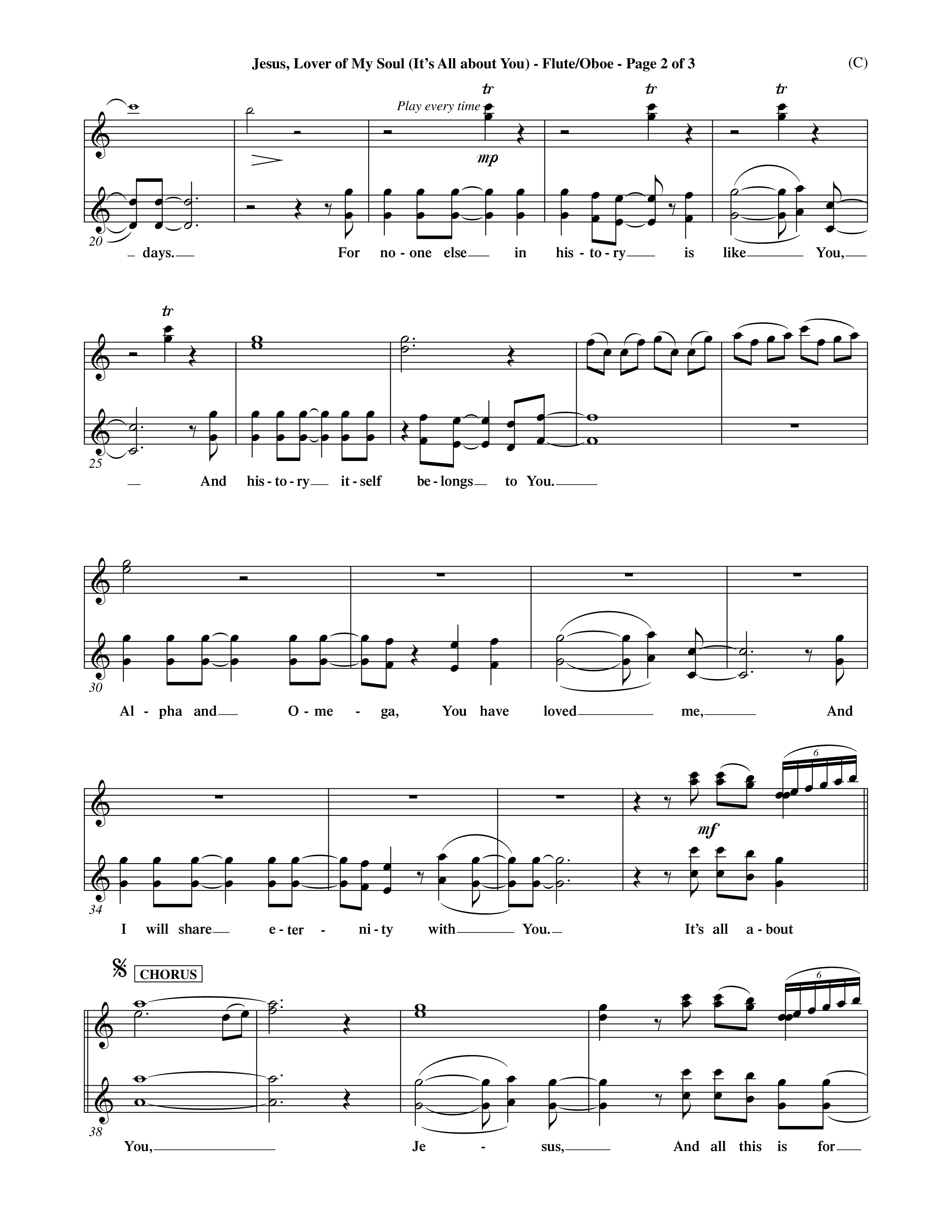 Jesus Lover of My Soul (It's All About You) (Choral Anthem SATB) Flute/Oboe (Word Music Choral / Orch. Keith Wilbanks)