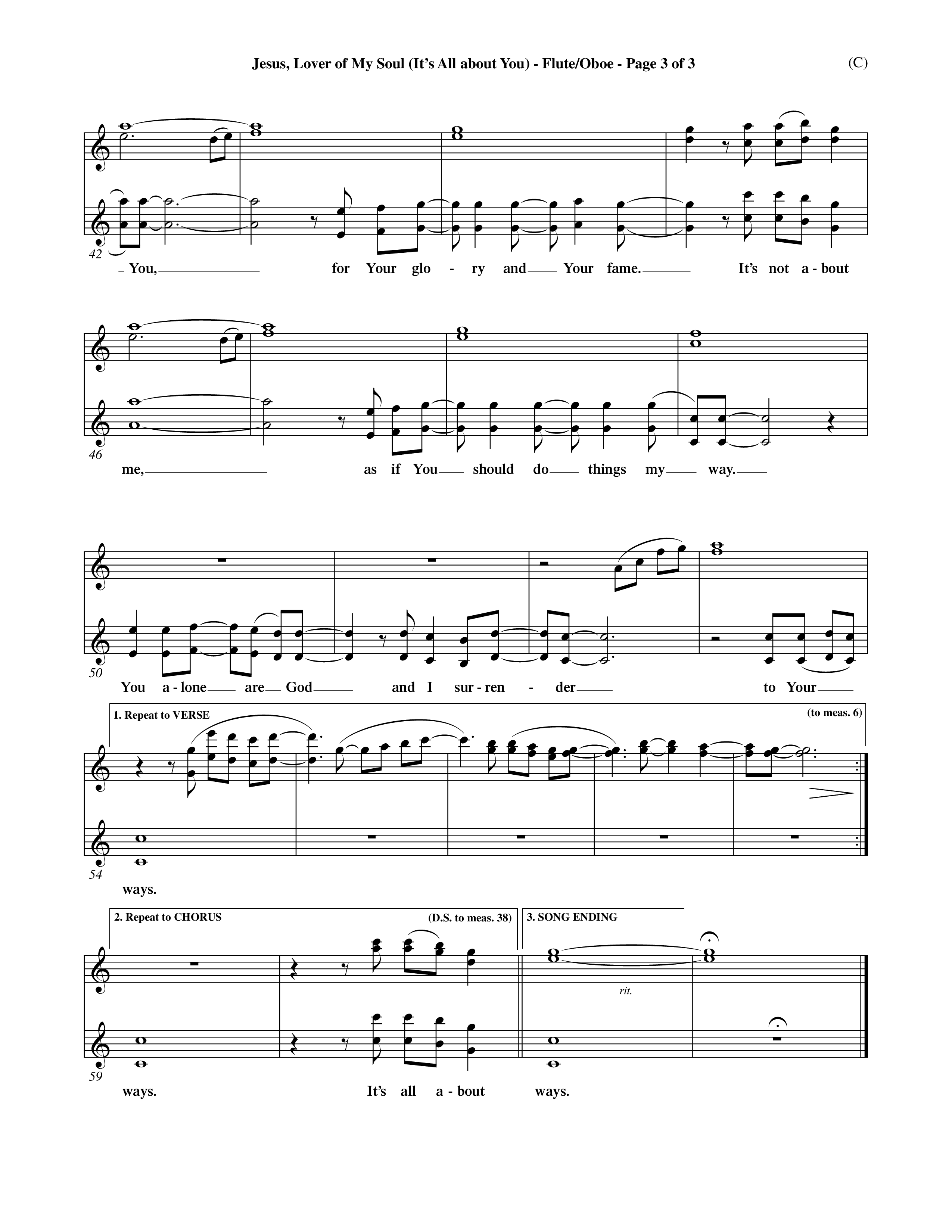 Jesus Lover of My Soul (It's All About You) (Choral Anthem SATB) Flute/Oboe (Word Music Choral / Orch. Keith Wilbanks)