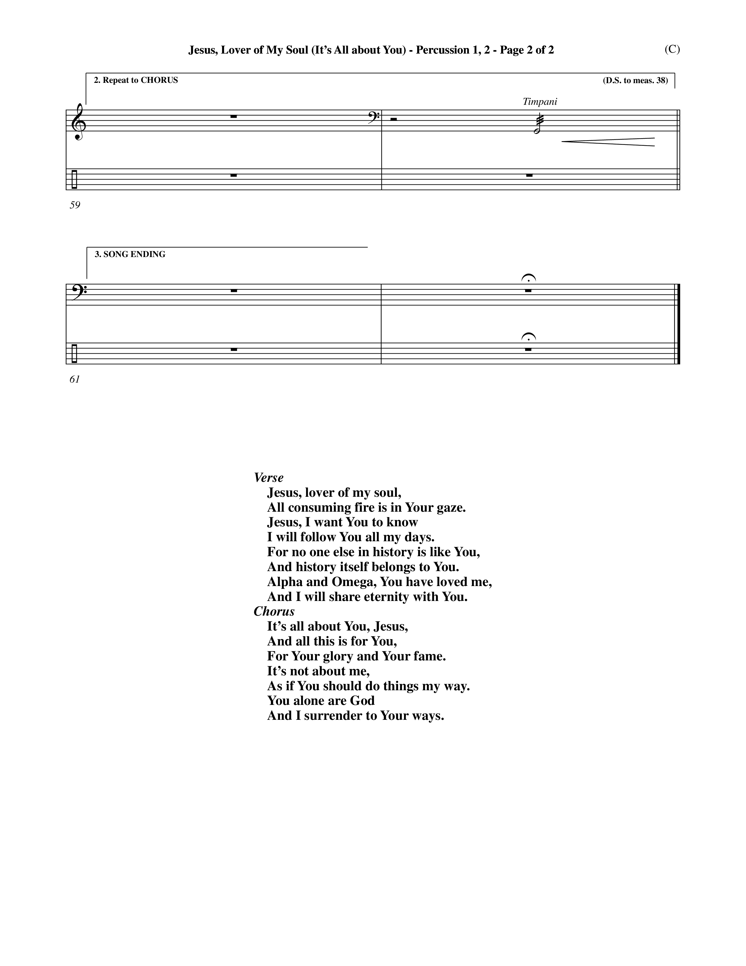 Jesus Lover of My Soul (It's All About You) (Choral Anthem SATB) Percussion 1/2 (Word Music Choral / Orch. Keith Wilbanks)