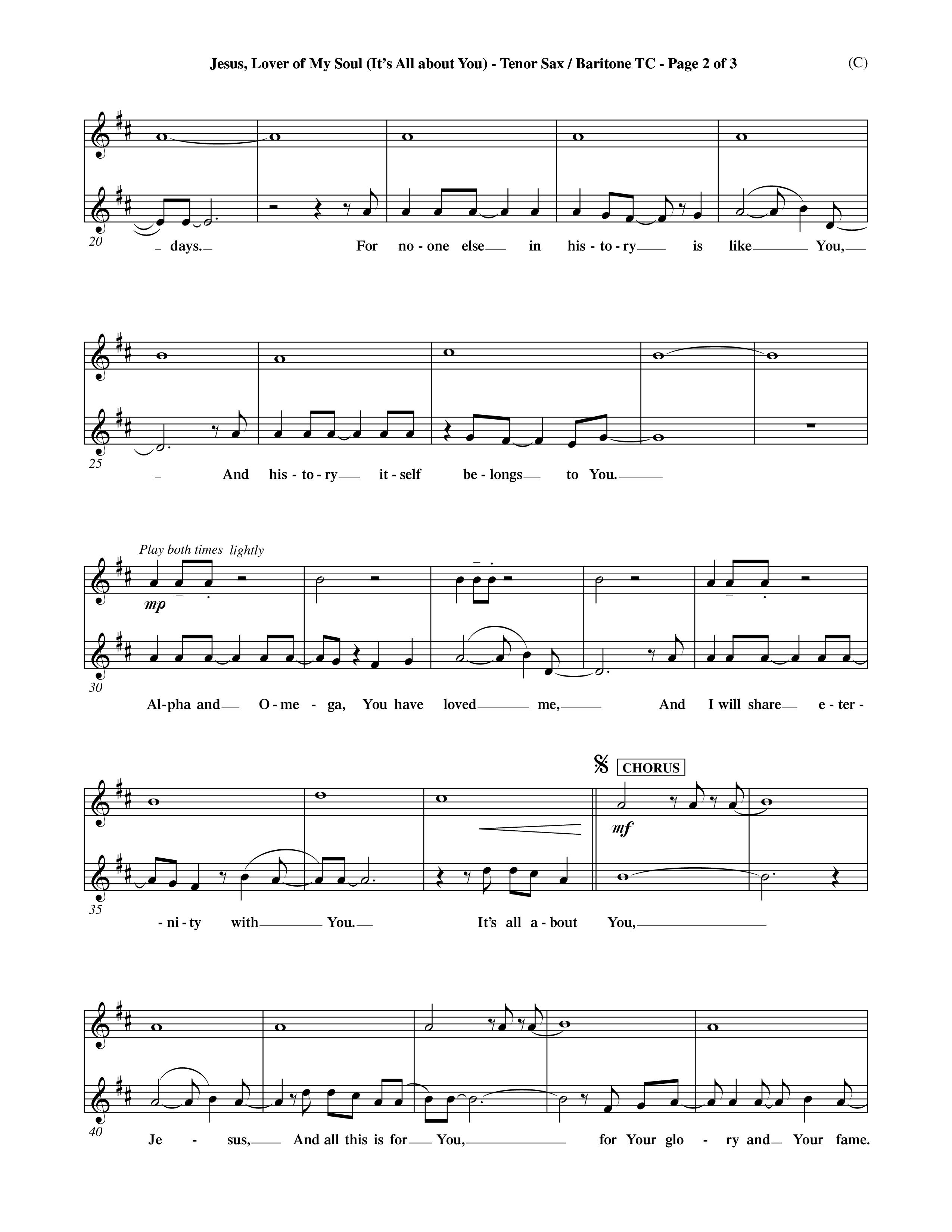 Jesus Lover of My Soul (It's All About You) (Choral Anthem SATB) Tenor Sax/Baritone T.C. (Word Music Choral / Orch. Keith Wilbanks)