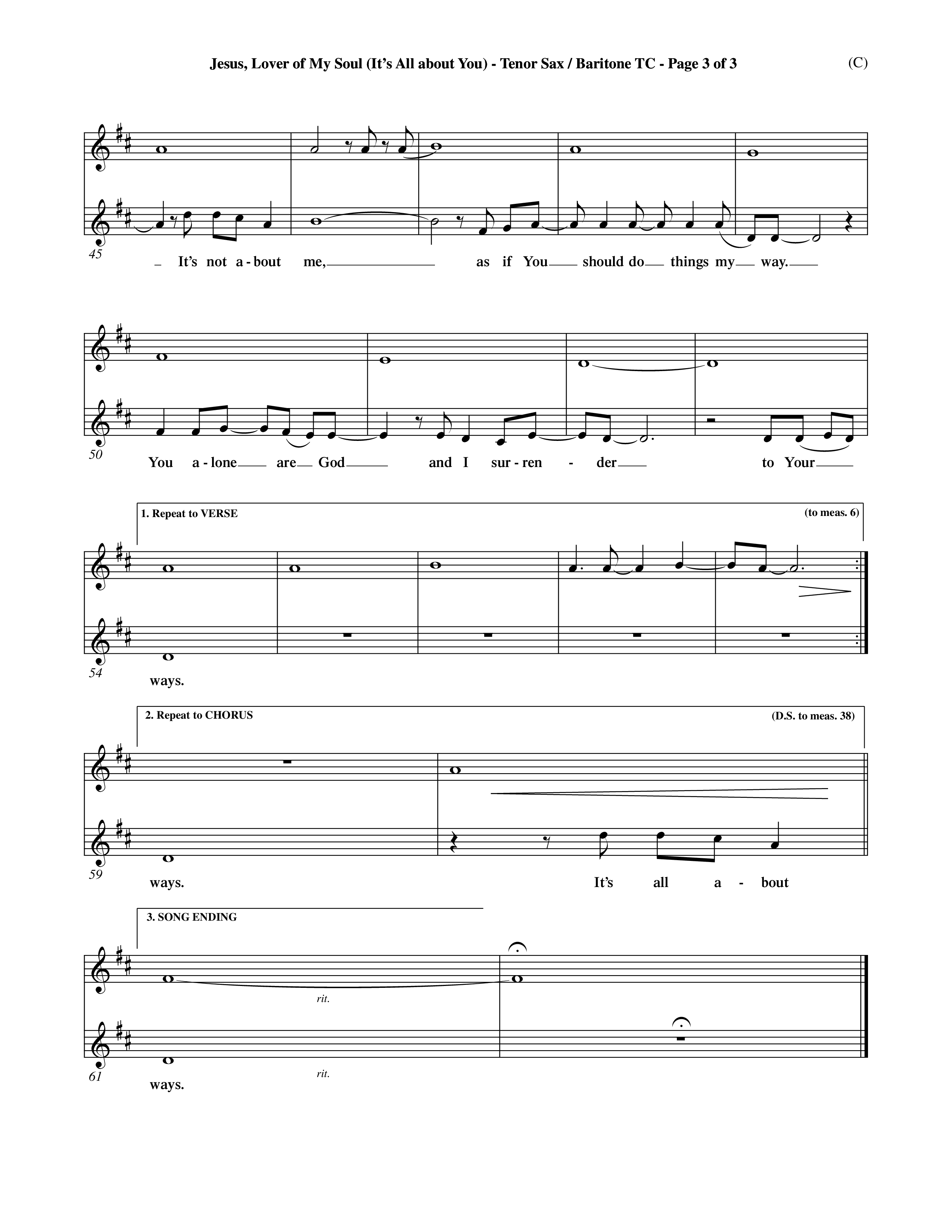 Jesus Lover of My Soul (It's All About You) (Choral Anthem SATB) Tenor Sax/Baritone T.C. (Word Music Choral / Orch. Keith Wilbanks)