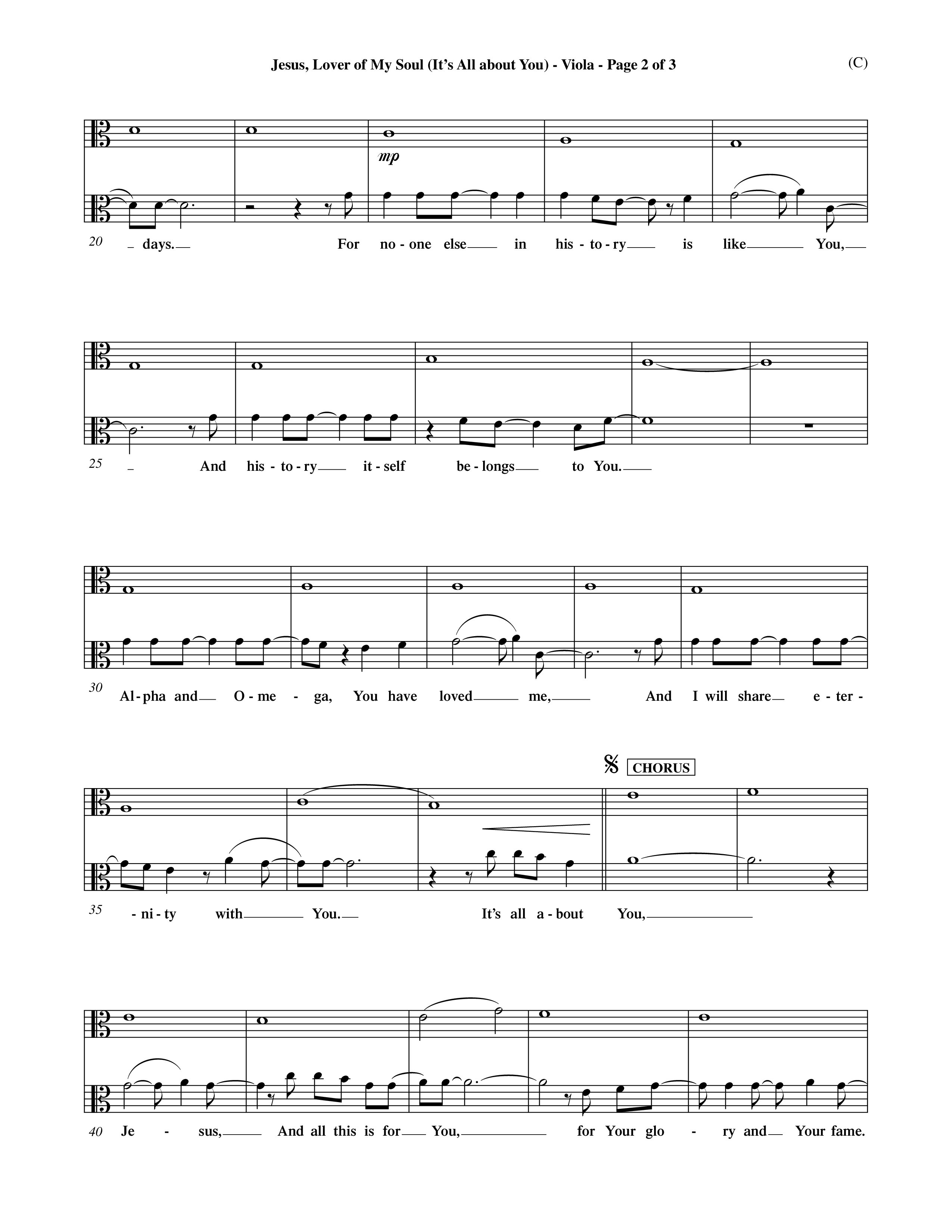 Jesus Lover of My Soul (It's All About You) (Choral Anthem SATB) Viola (Word Music Choral / Orch. Keith Wilbanks)