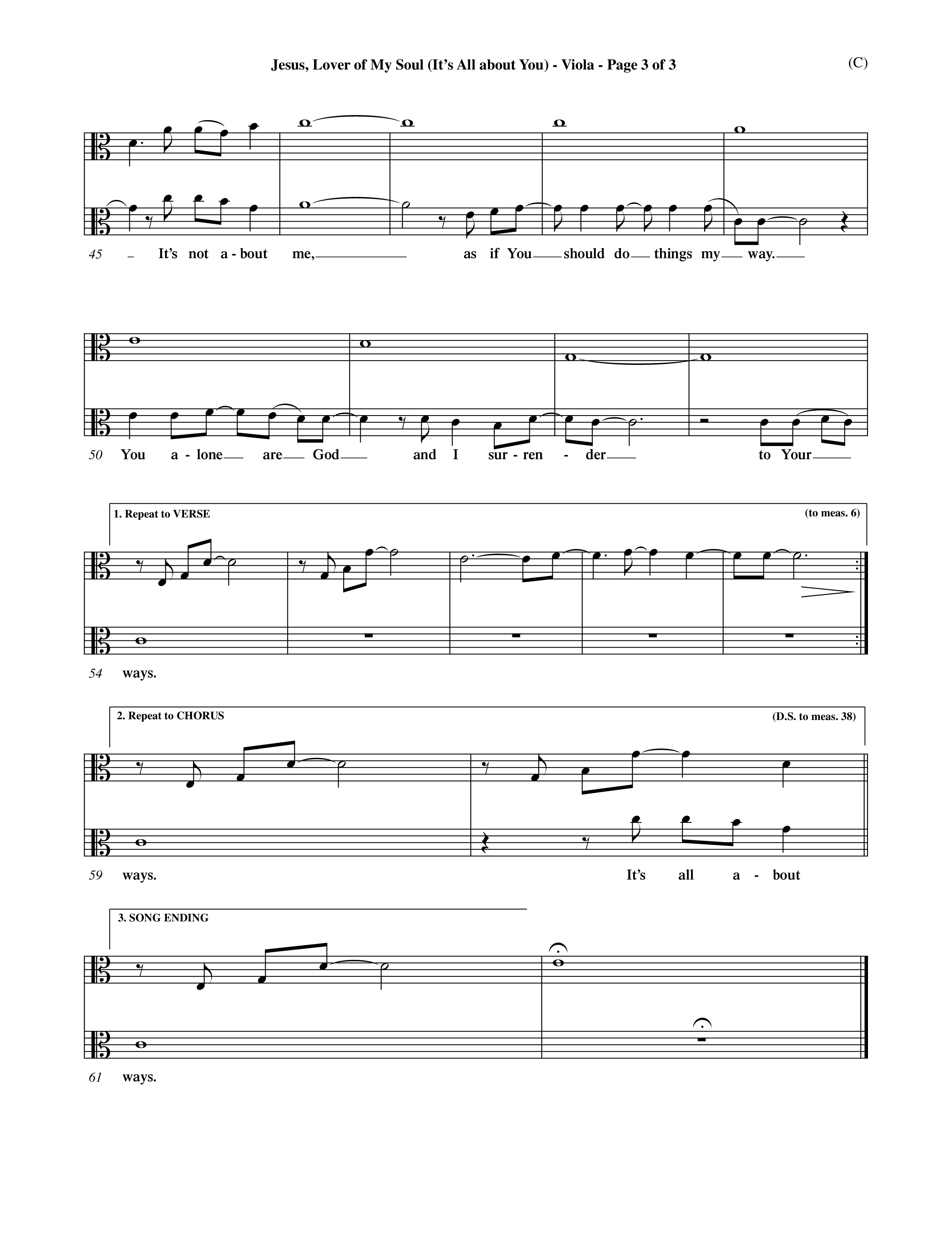 Jesus Lover of My Soul (It's All About You) (Choral Anthem SATB) Viola (Word Music Choral / Orch. Keith Wilbanks)