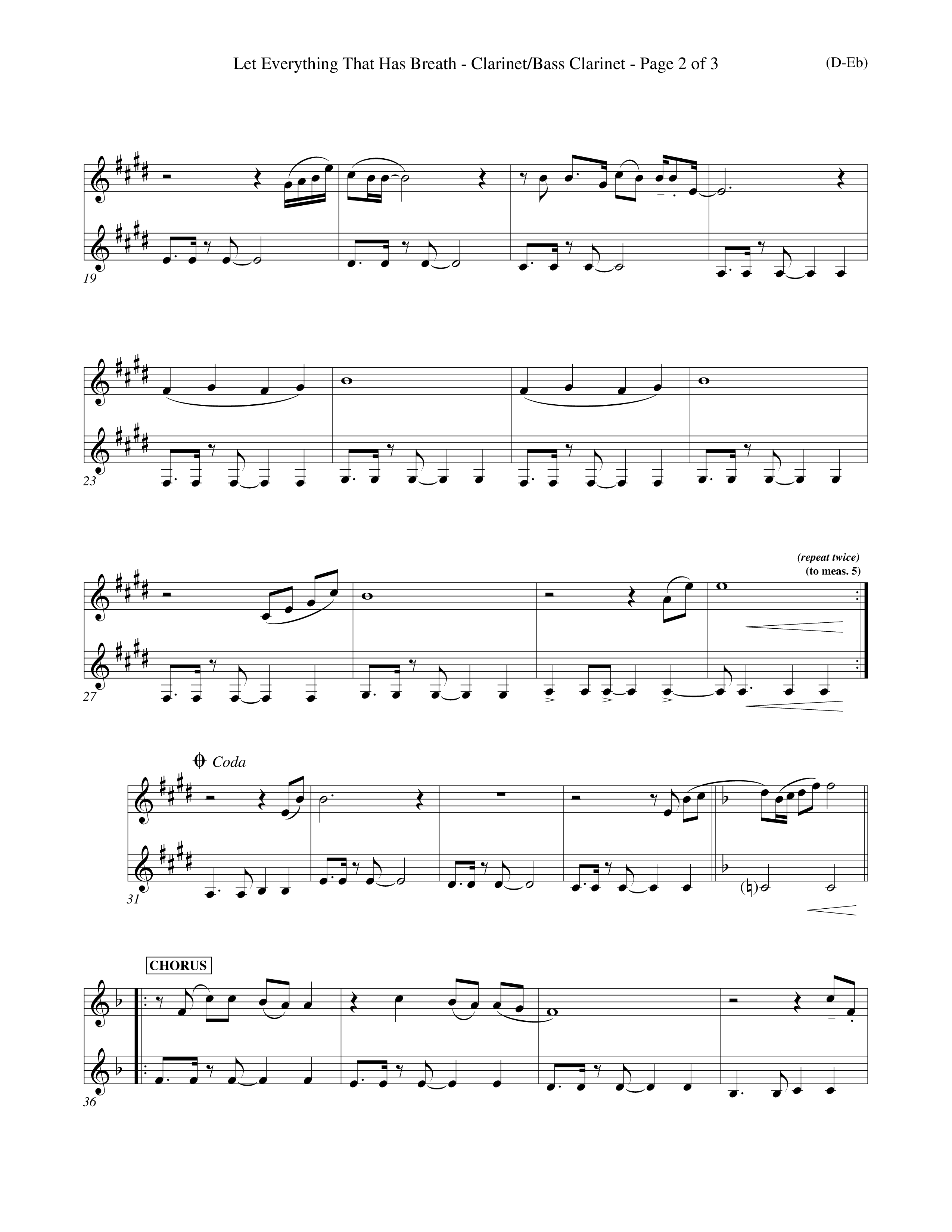 Let Everything That Has Breath (Choral Anthem SATB) Clarinet 1/2, Bass Clarinet (Word Music Choral / Orch. Jeff Cranfill)