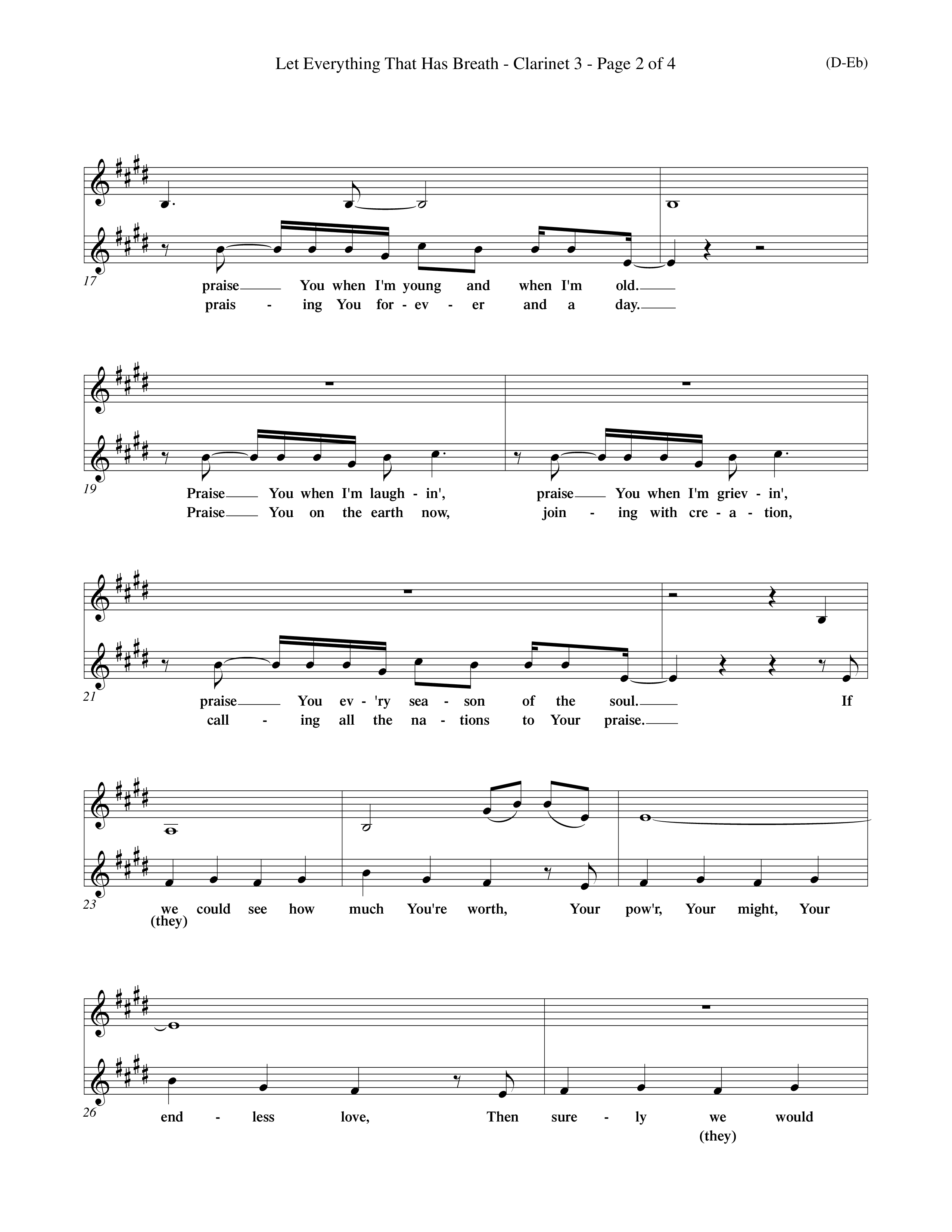 Let Everything That Has Breath (Choral Anthem SATB) Clarinet 3 (Word Music Choral / Orch. Jeff Cranfill)