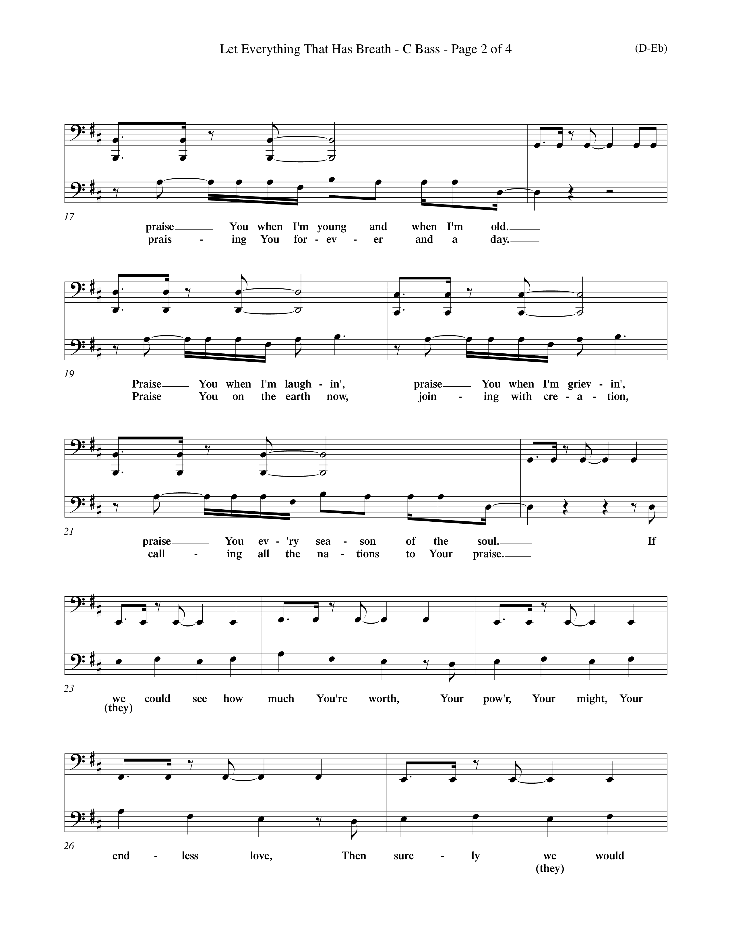 Let Everything That Has Breath (Choral Anthem SATB) Contrabass (Word Music Choral / Orch. Jeff Cranfill)