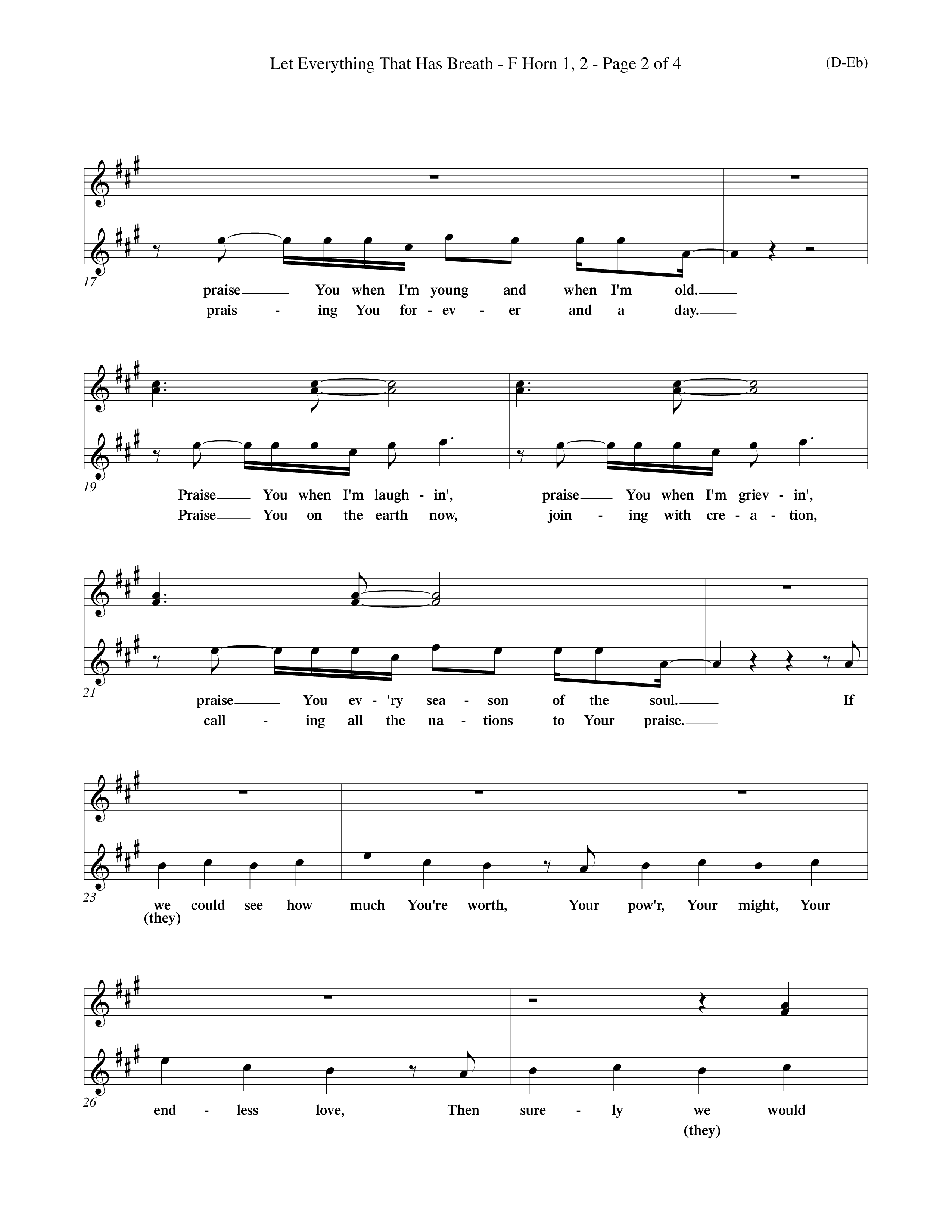 Let Everything That Has Breath (Choral Anthem SATB) French Horn (Word Music Choral / Orch. Jeff Cranfill)