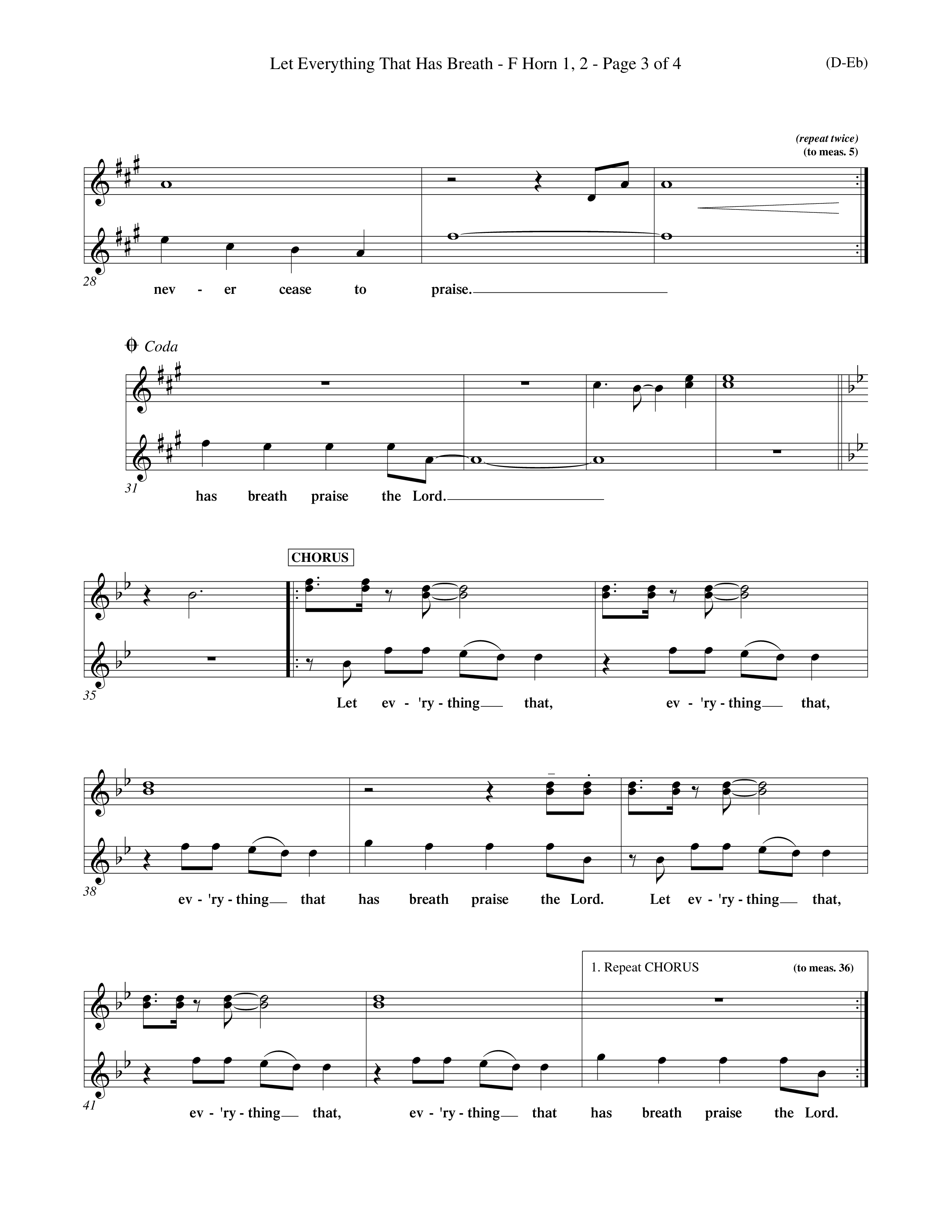 Let Everything That Has Breath (Choral Anthem SATB) French Horn (Word Music Choral / Orch. Jeff Cranfill)
