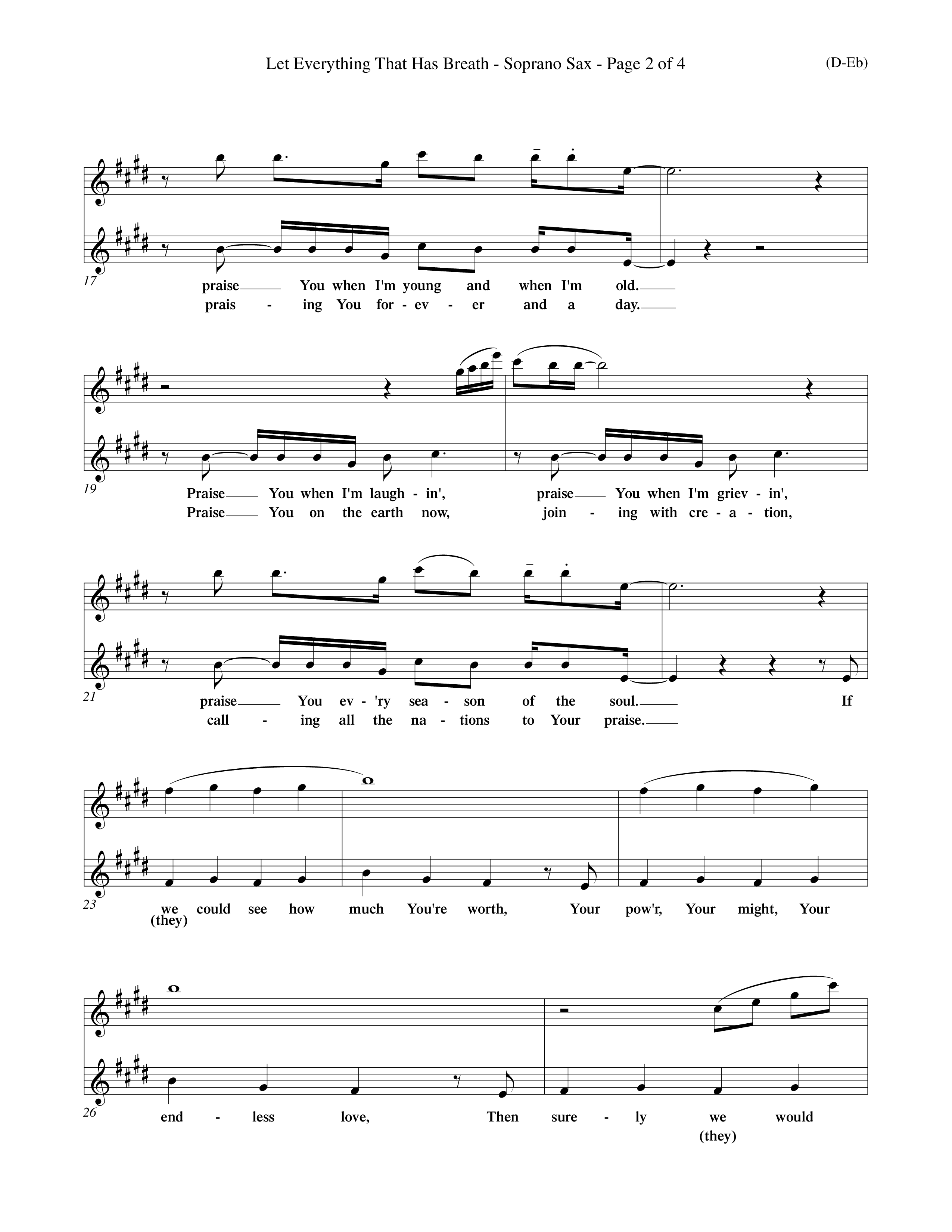 Let Everything That Has Breath (Choral Anthem SATB) Saxophone (Word Music Choral / Orch. Jeff Cranfill)