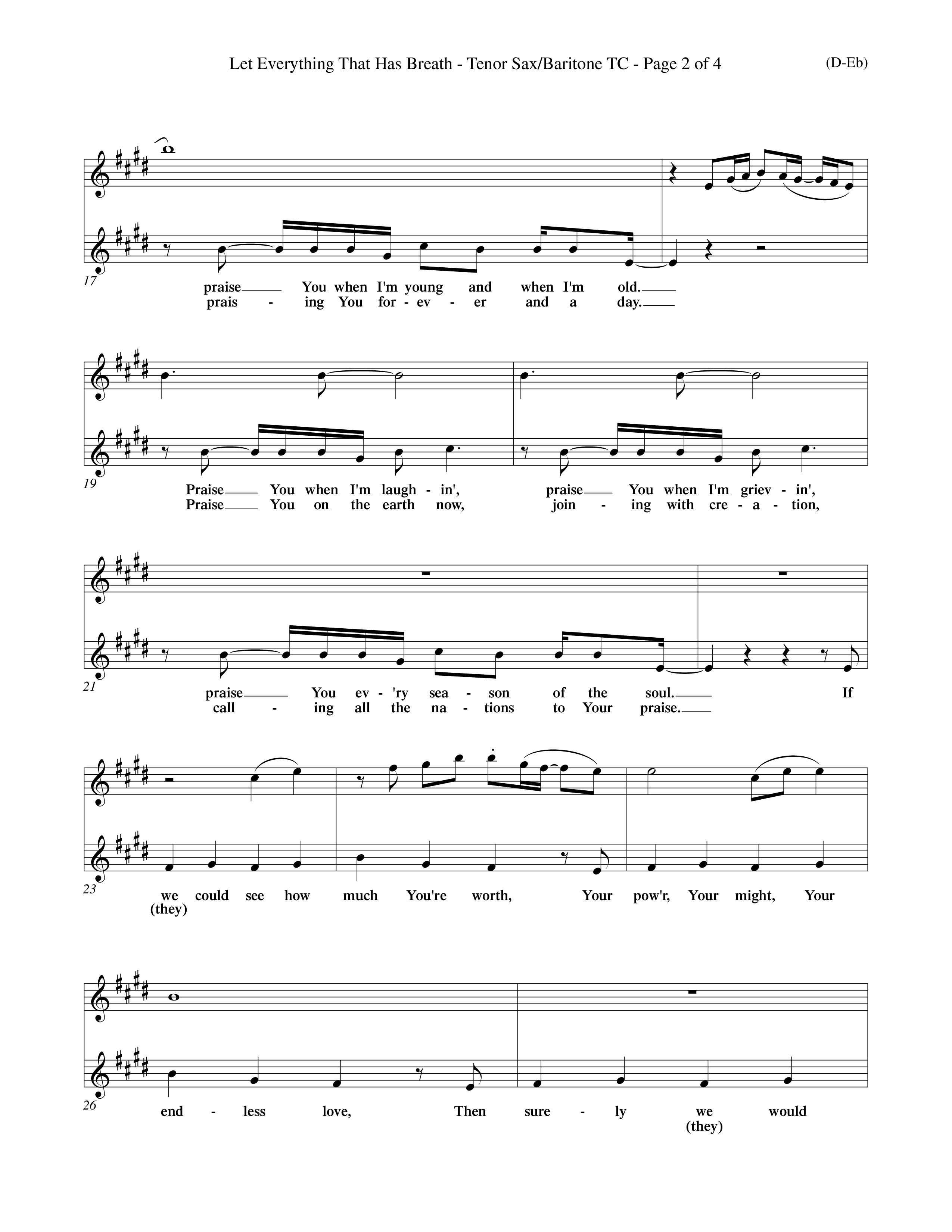 Let Everything That Has Breath (Choral Anthem SATB) Tenor Sax/Baritone T.C. (Word Music Choral / Orch. Jeff Cranfill)