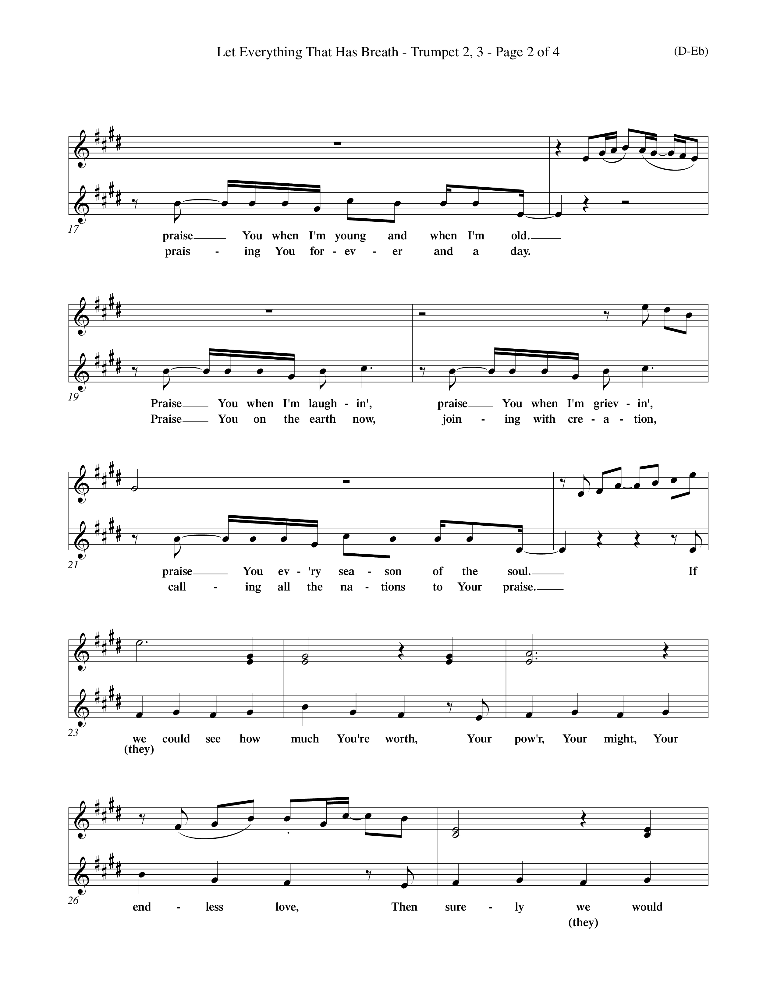 Let Everything That Has Breath (Choral Anthem SATB) Trumpet 2/3 (Word Music Choral / Orch. Jeff Cranfill)