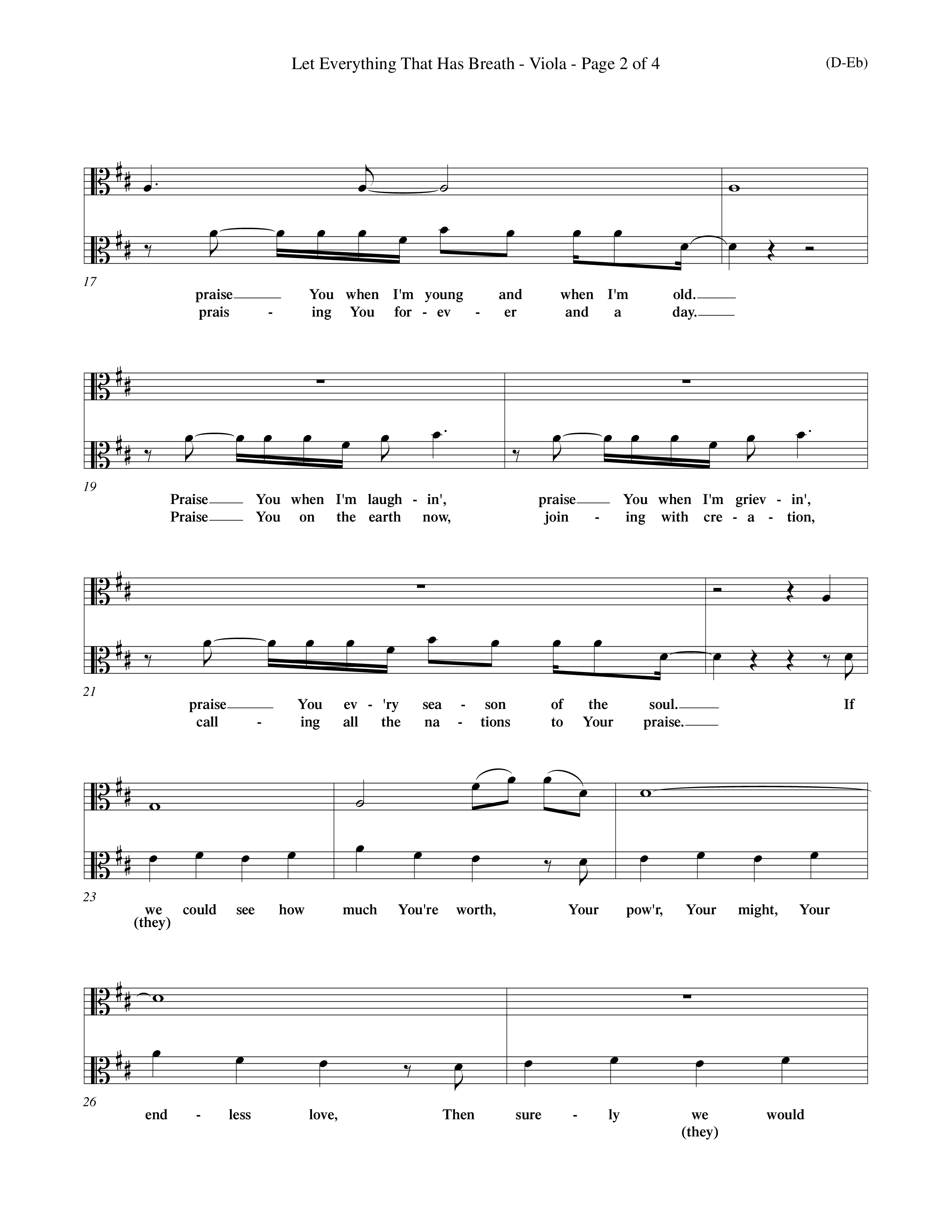 Let Everything That Has Breath (Choral Anthem SATB) Viola (Word Music Choral / Orch. Jeff Cranfill)