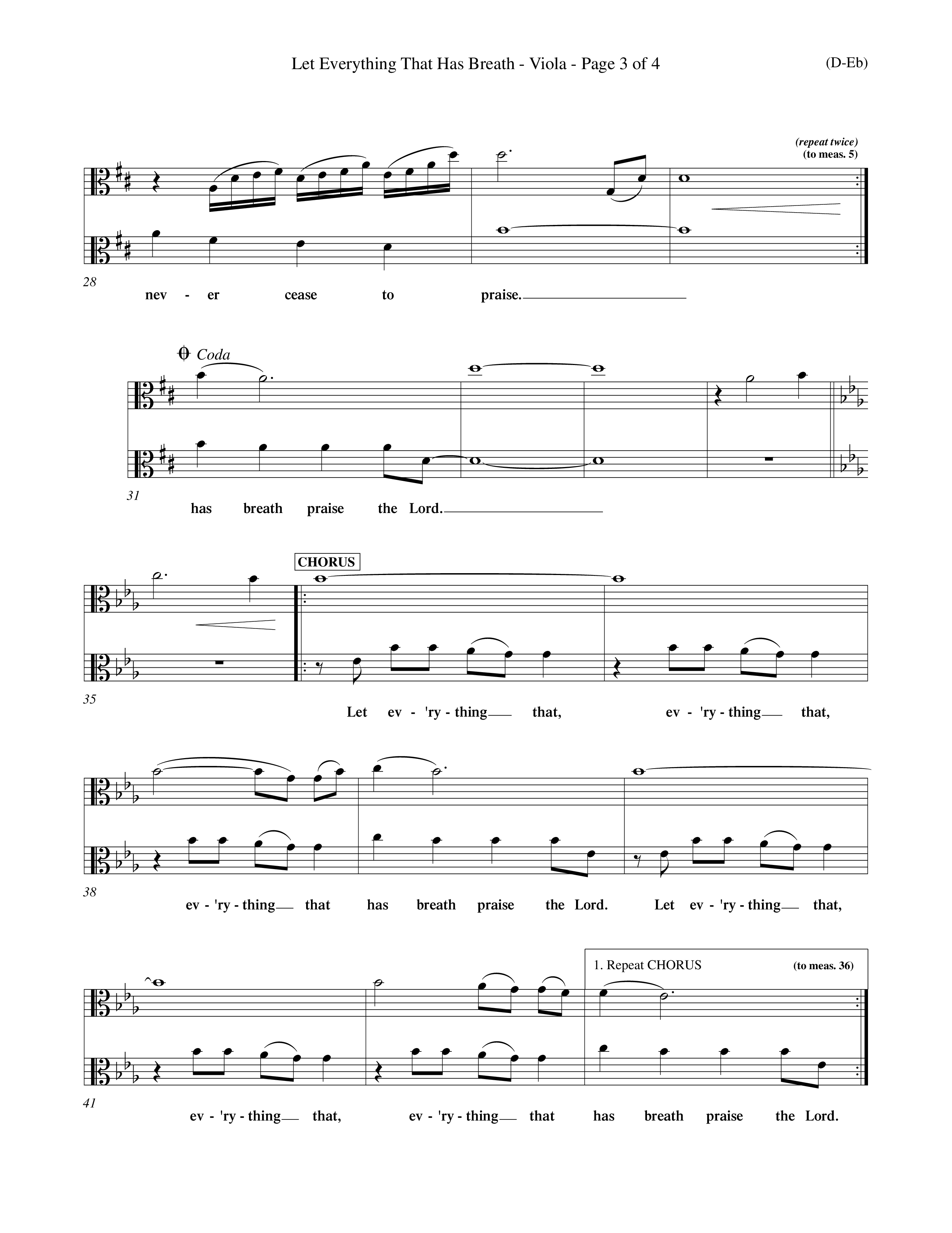 Let Everything That Has Breath (Choral Anthem SATB) Viola (Word Music Choral / Orch. Jeff Cranfill)
