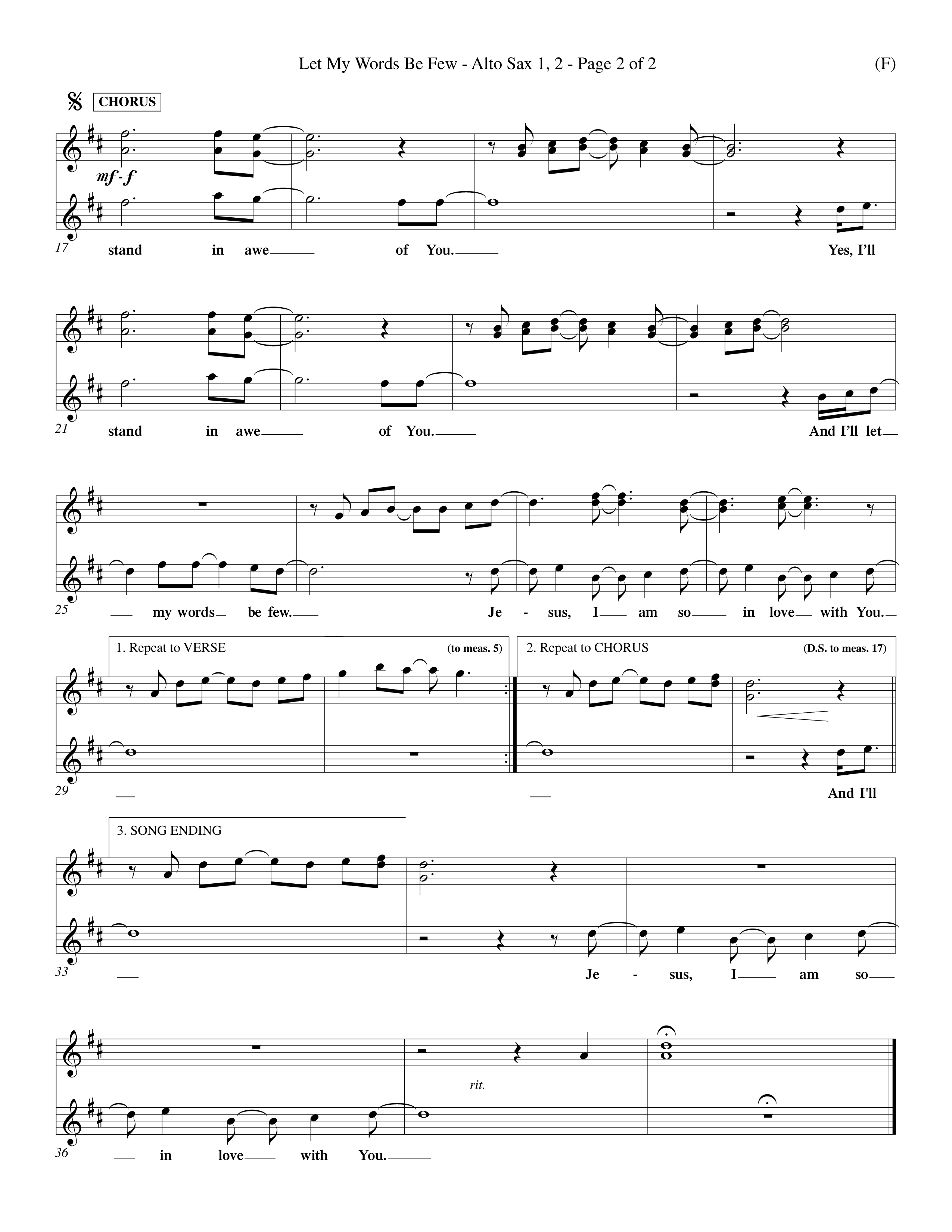 Let My Words Be Few (Choral Anthem SATB) Alto Sax 1/2 (Word Music Choral / Orch. Keith Wilbanks)