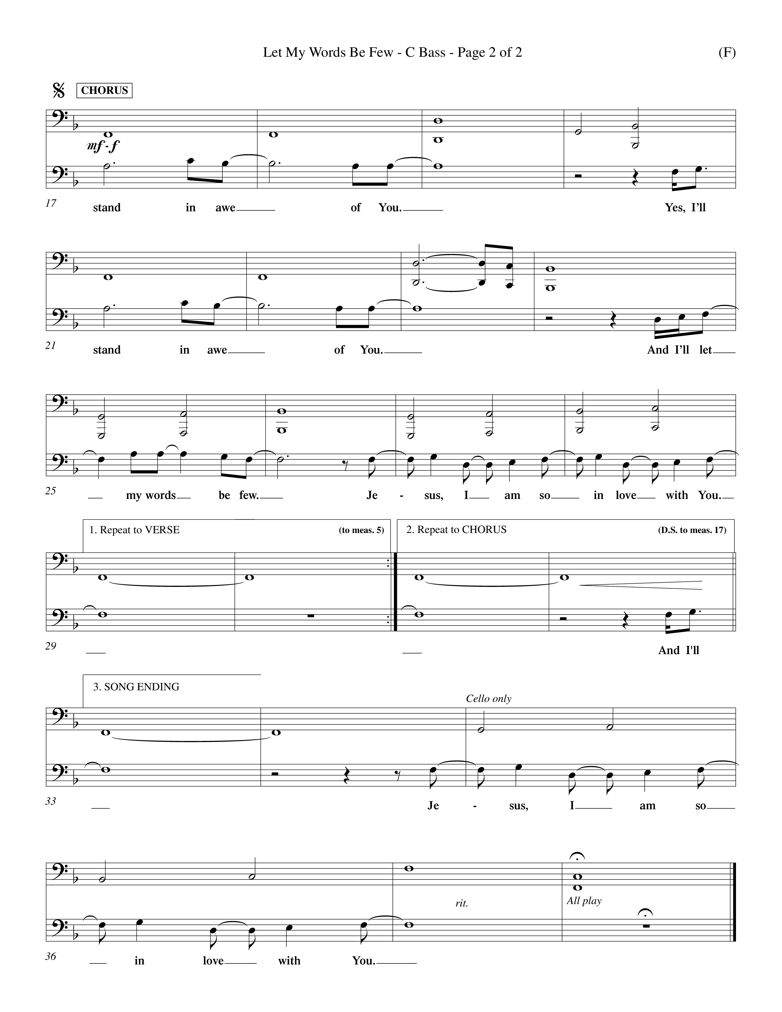 Let My Words Be Few (Choral Anthem SATB) Contrabass (Word Music Choral / Orch. Keith Wilbanks)