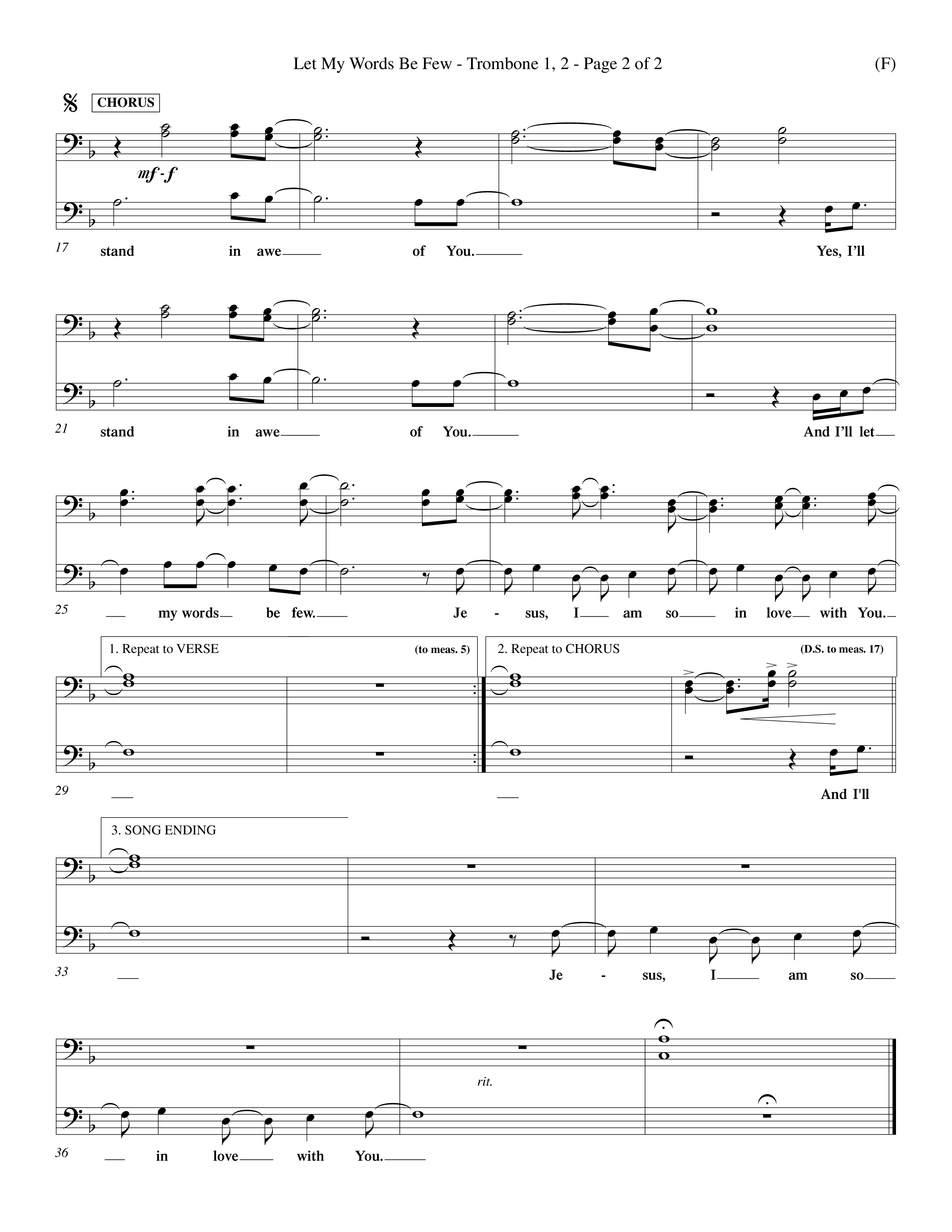 Let My Words Be Few (Choral Anthem SATB) Trombone 1/2 (Word Music Choral / Orch. Keith Wilbanks)