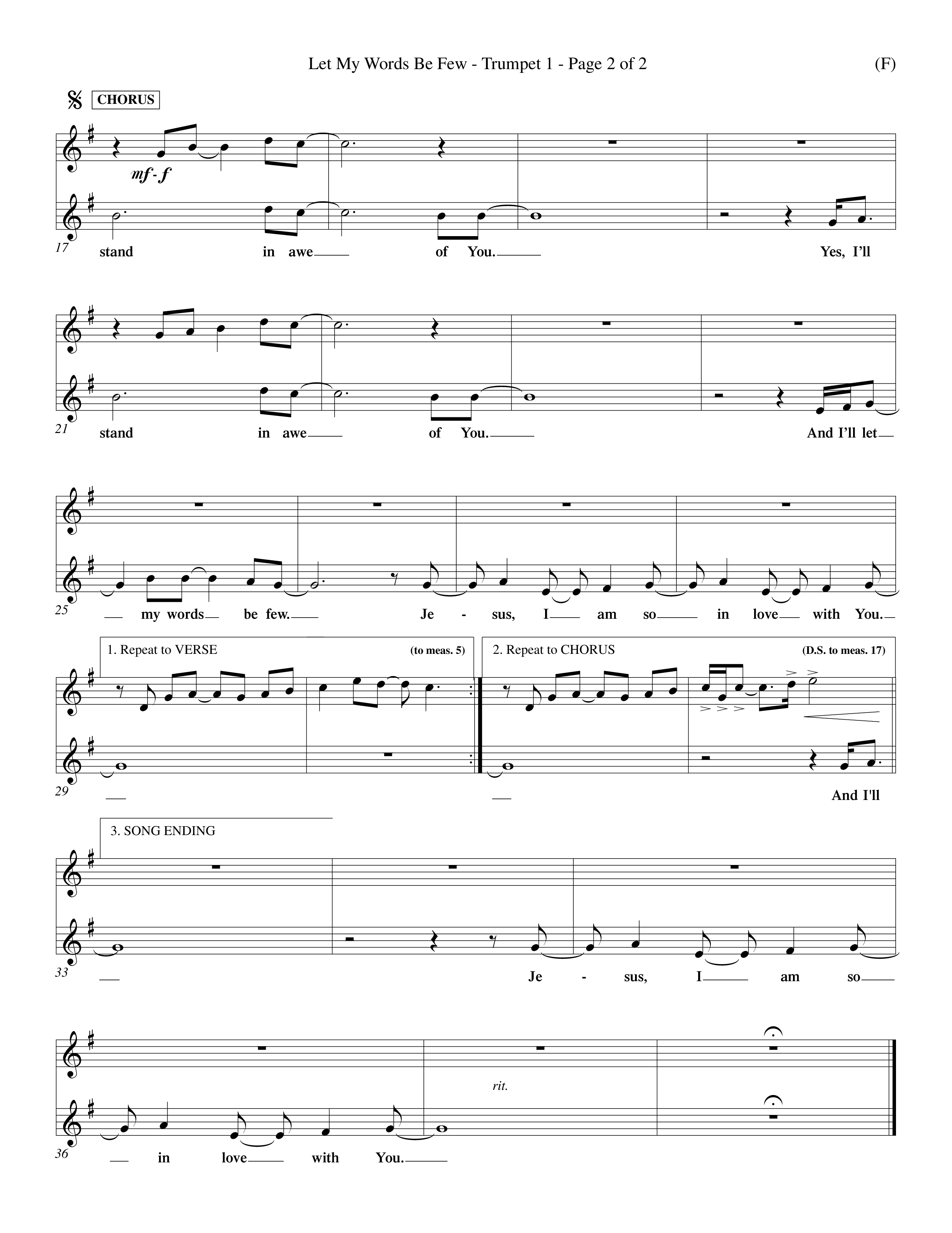 Let My Words Be Few (Choral Anthem SATB) Trumpet 1 (Word Music Choral / Orch. Keith Wilbanks)