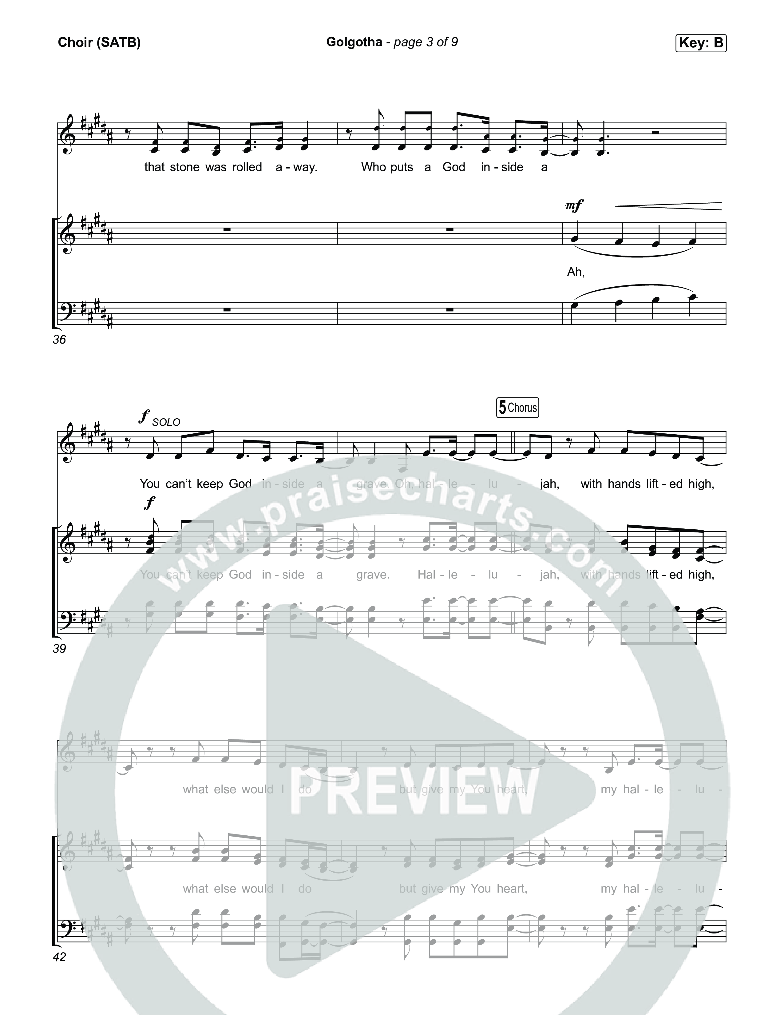 Golgotha Choir Sheet (SATB) (Brandon Lake)