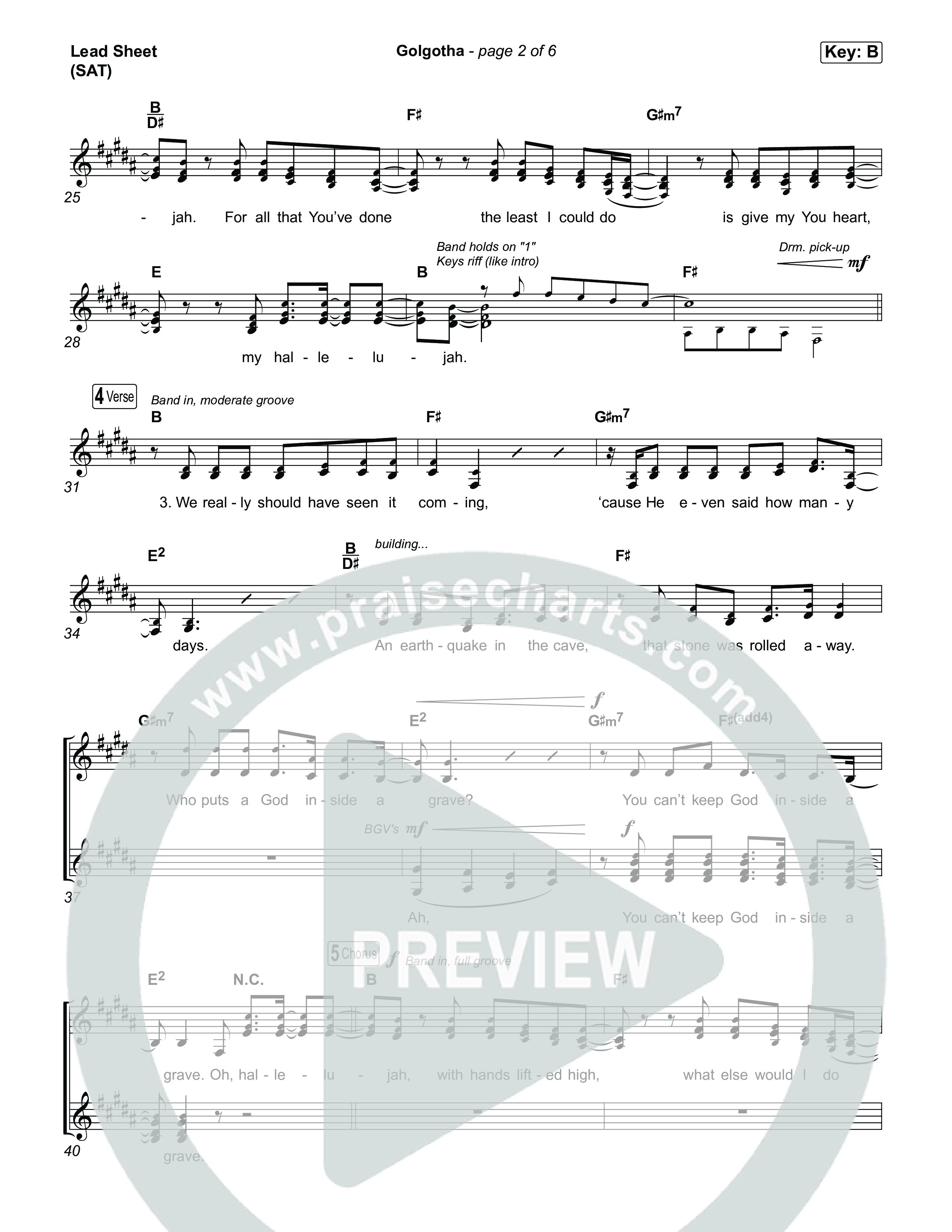 Golgotha Lead Sheet (SAT) (Brandon Lake)