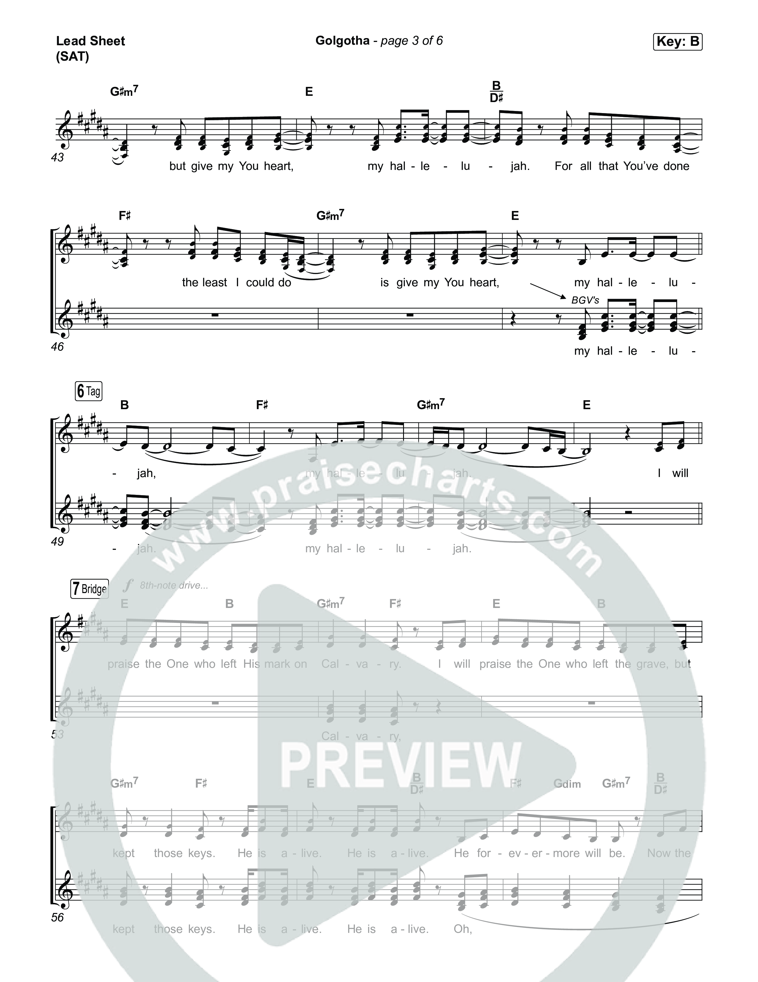 Golgotha Lead Sheet (SAT) (Brandon Lake)