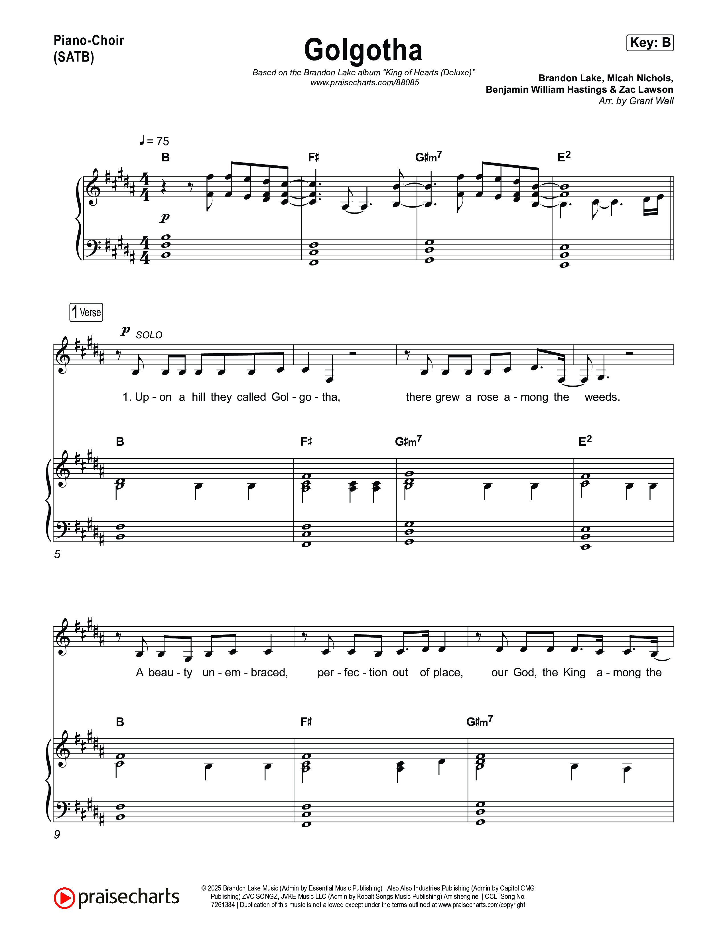 Golgotha Piano/Vocal Pack (Brandon Lake)