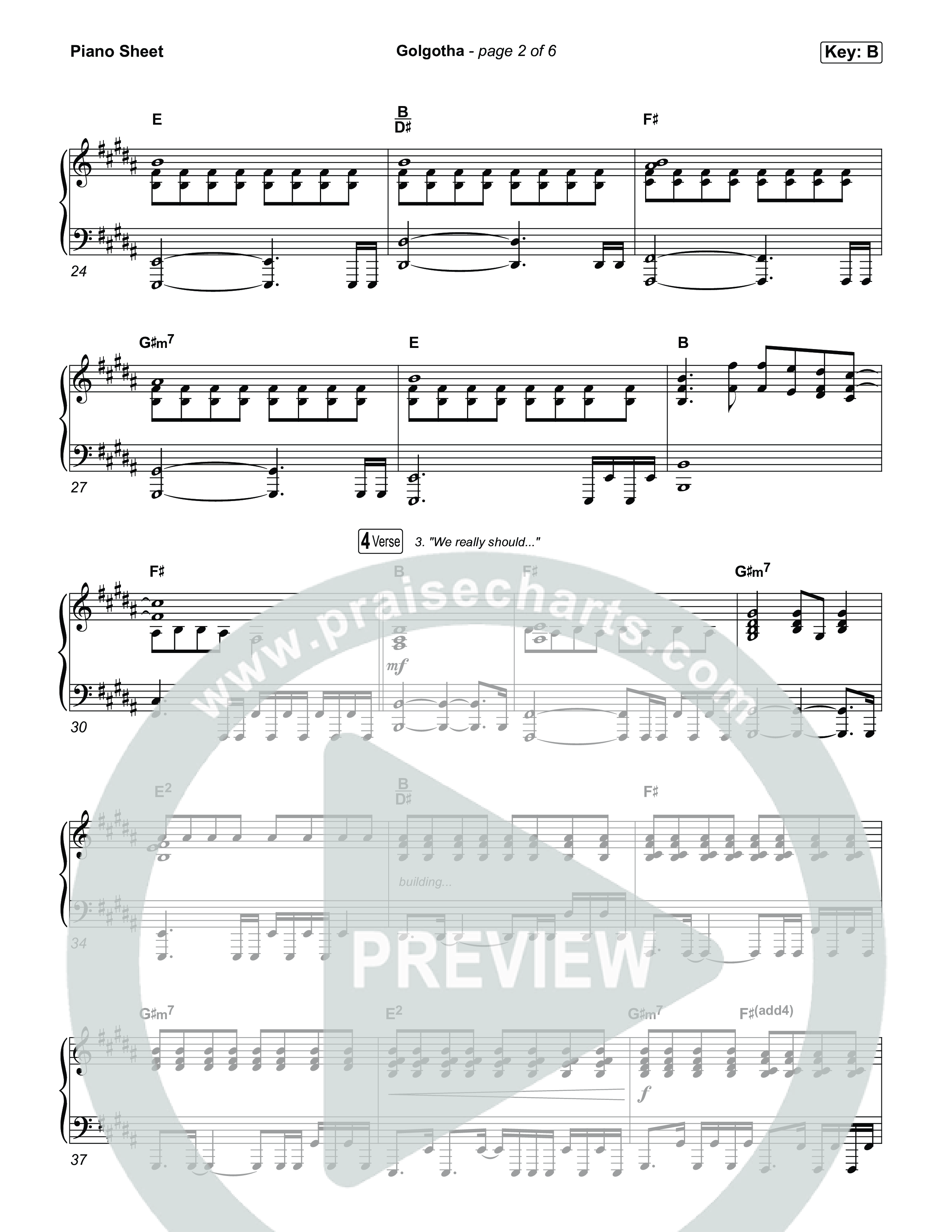 Golgotha Piano Sheet (Brandon Lake)