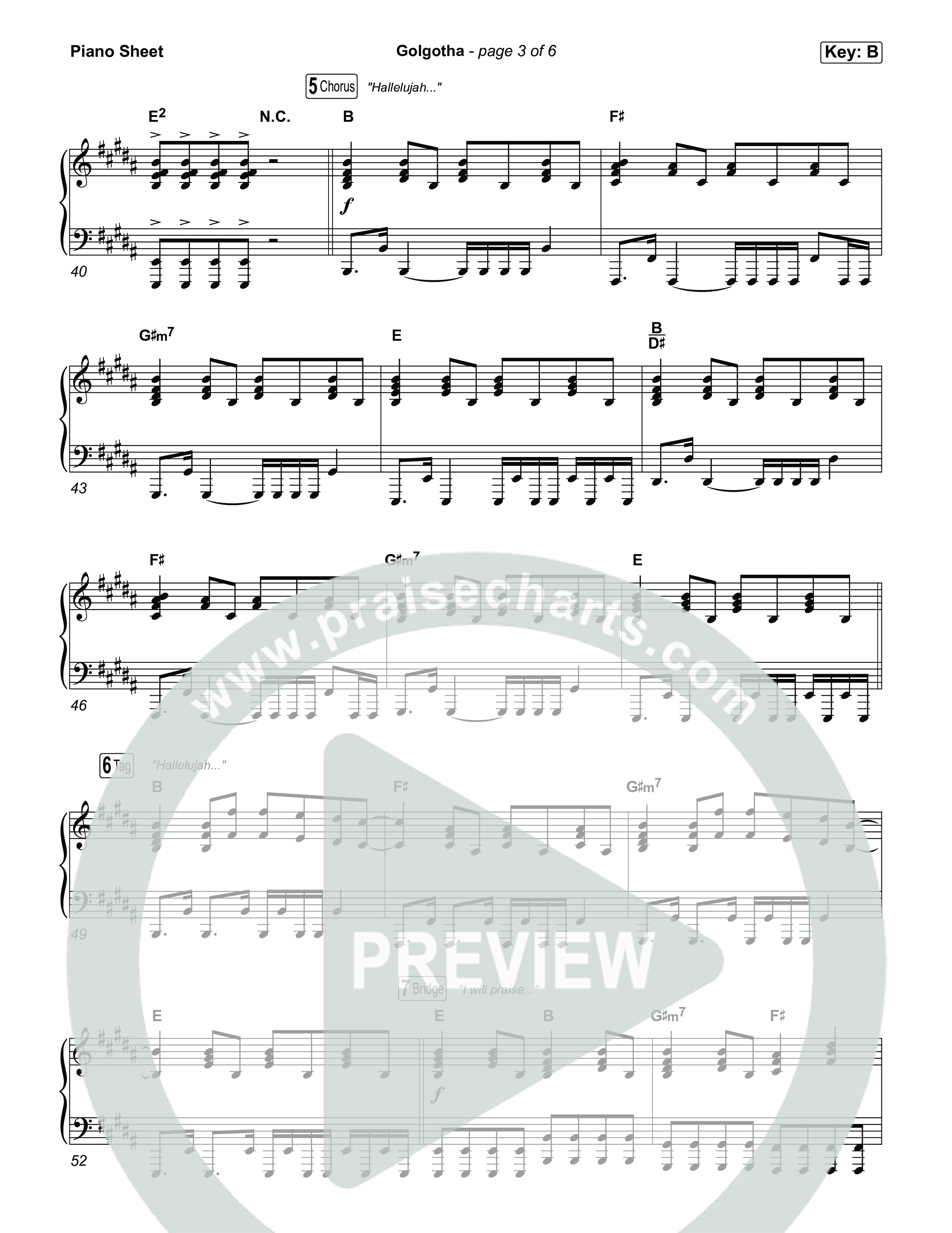 Golgotha Piano Sheet (Brandon Lake)