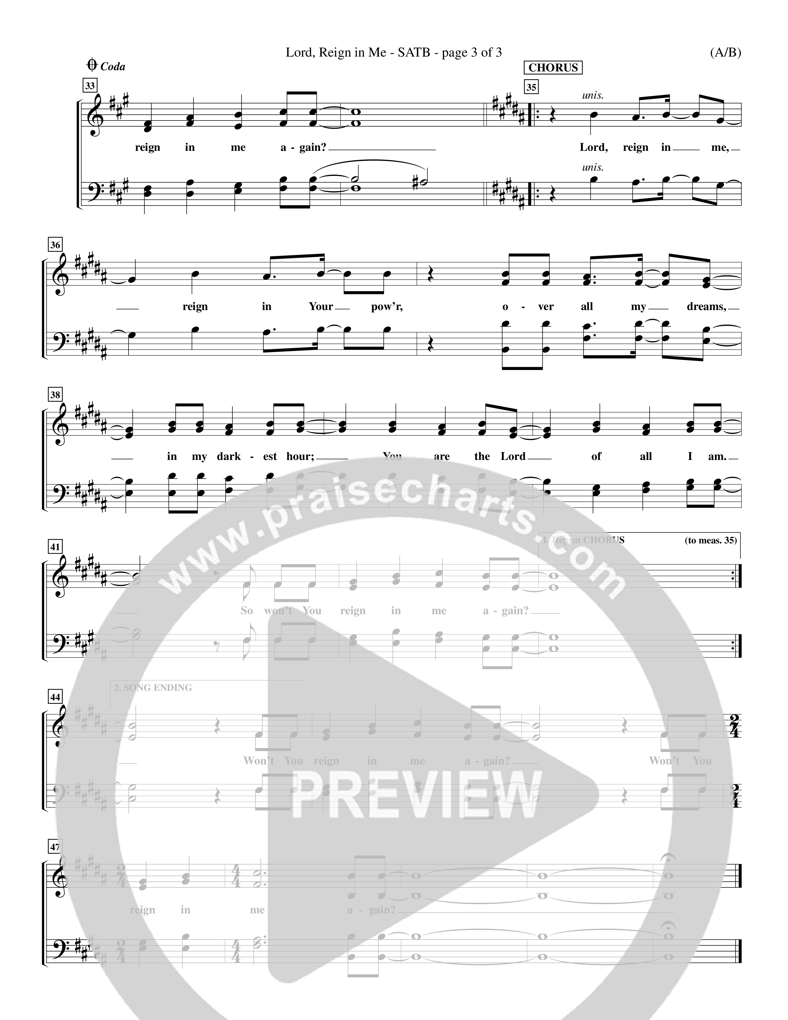 Lord Reign In Me (Choral Anthem SATB) Choir Sheet (SATB) (Word Music Choral / Orch. Keith Wilbanks)