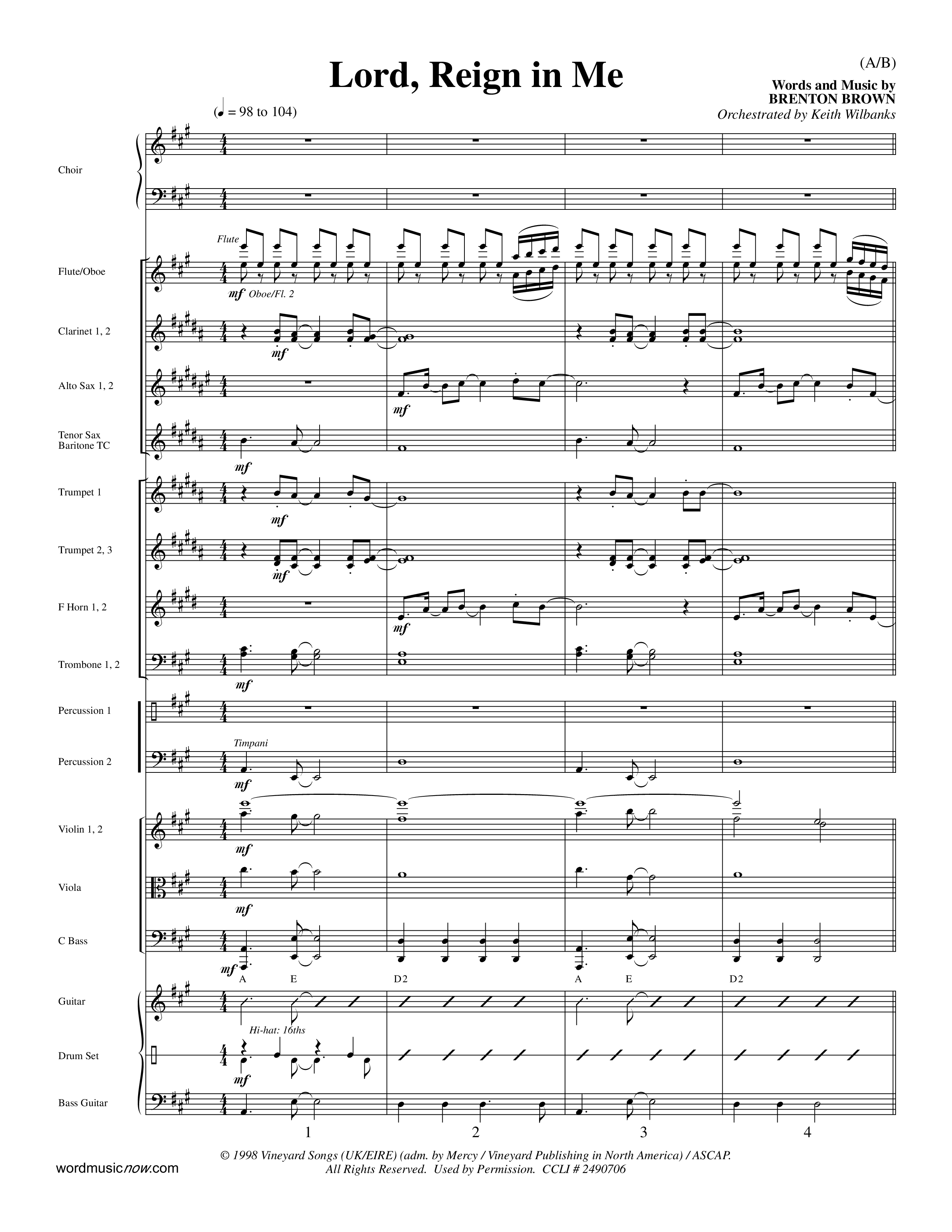 Lord Reign In Me (Choral Anthem SATB) Orchestration (Word Music Choral / Orch. Keith Wilbanks)