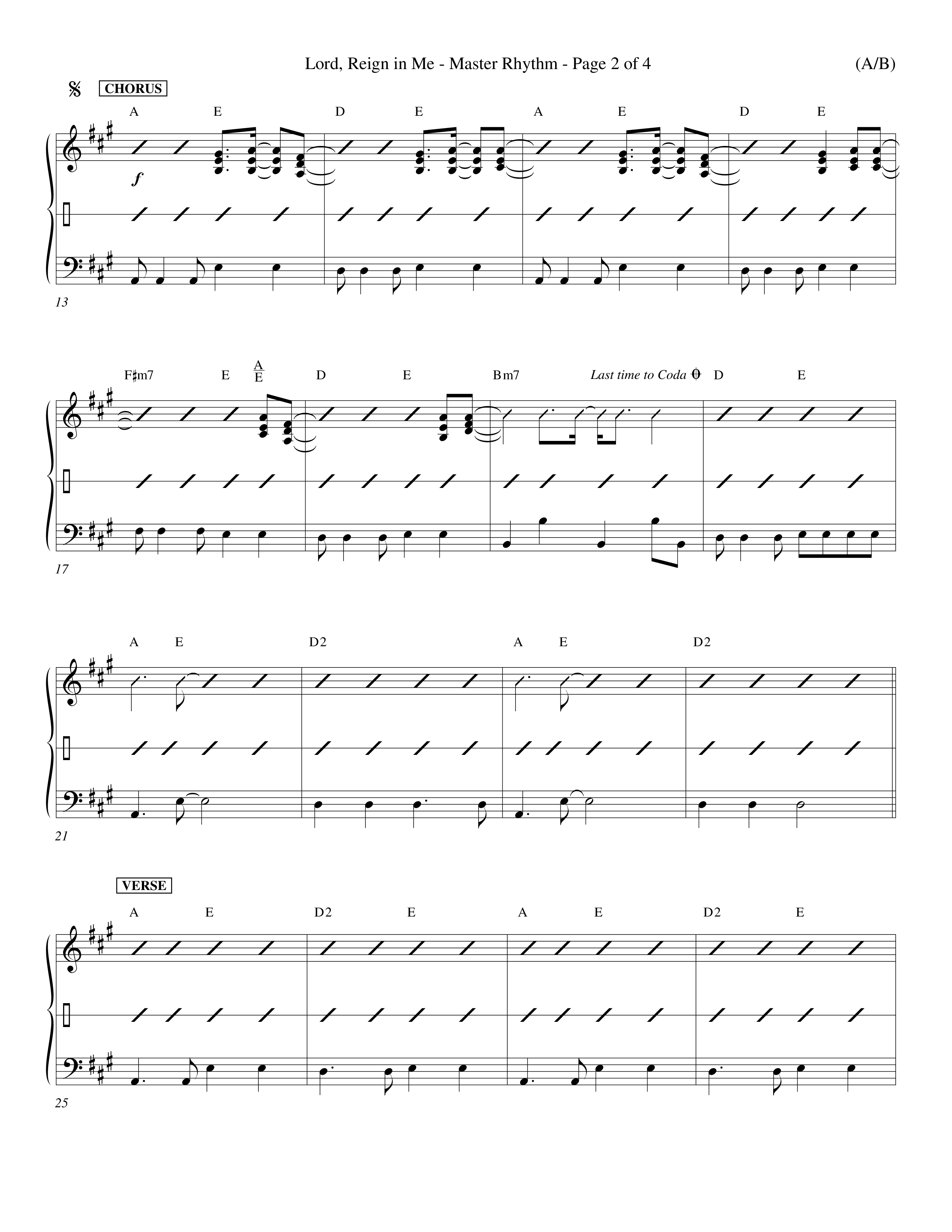 Lord Reign In Me (Choral Anthem SATB) Rhythm Chart (Word Music Choral / Orch. Keith Wilbanks)