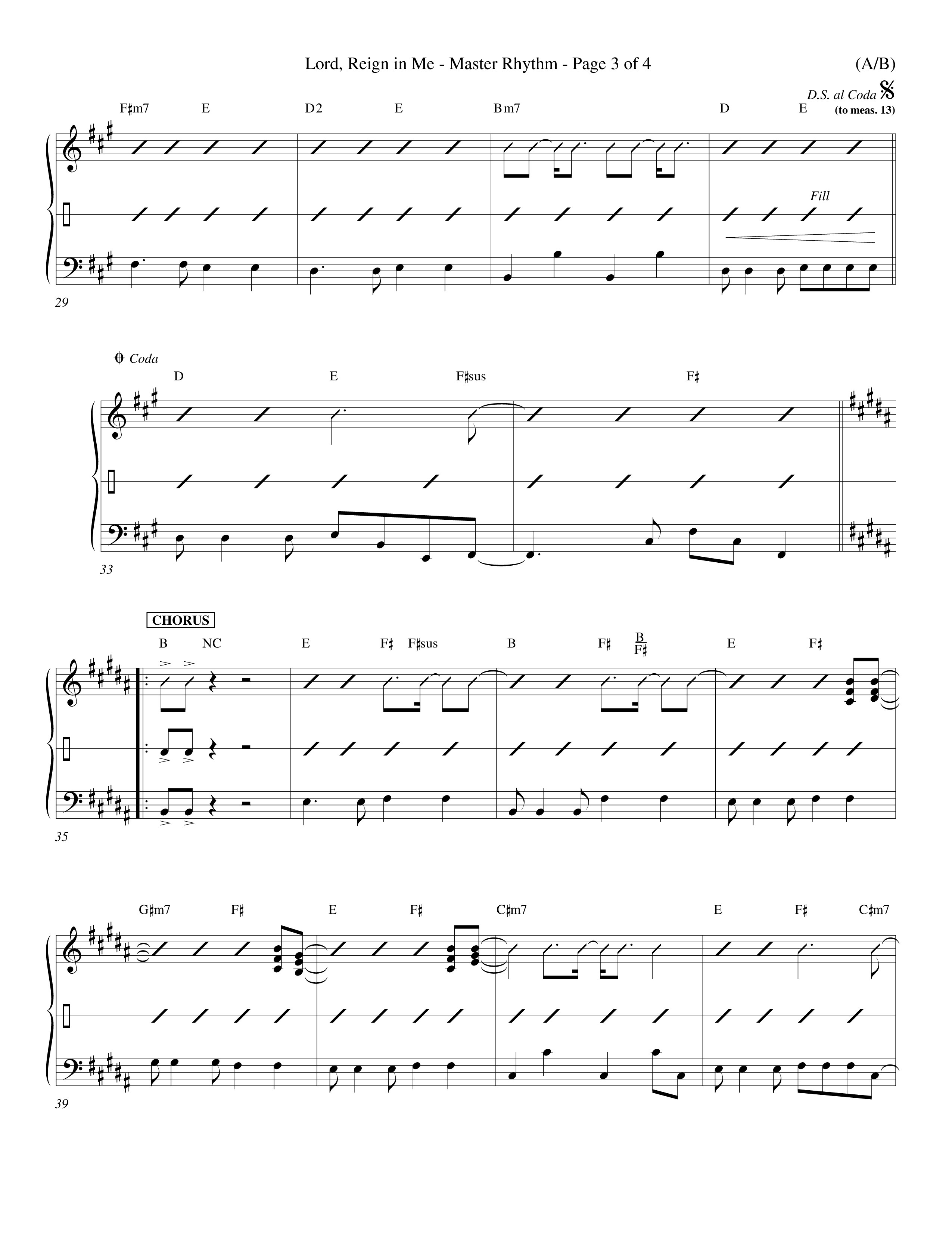 Lord Reign In Me (Choral Anthem SATB) Rhythm Chart (Word Music Choral / Orch. Keith Wilbanks)