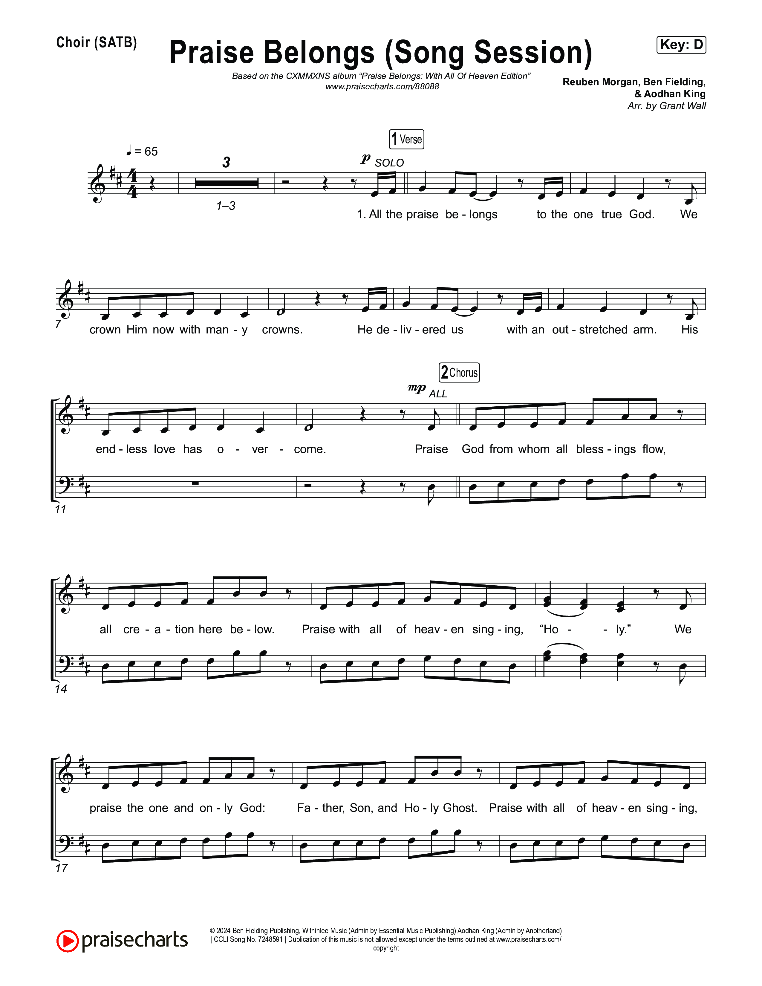 Praise Belongs (Song Session) Choir Sheet (SATB) (CXMMXNS)