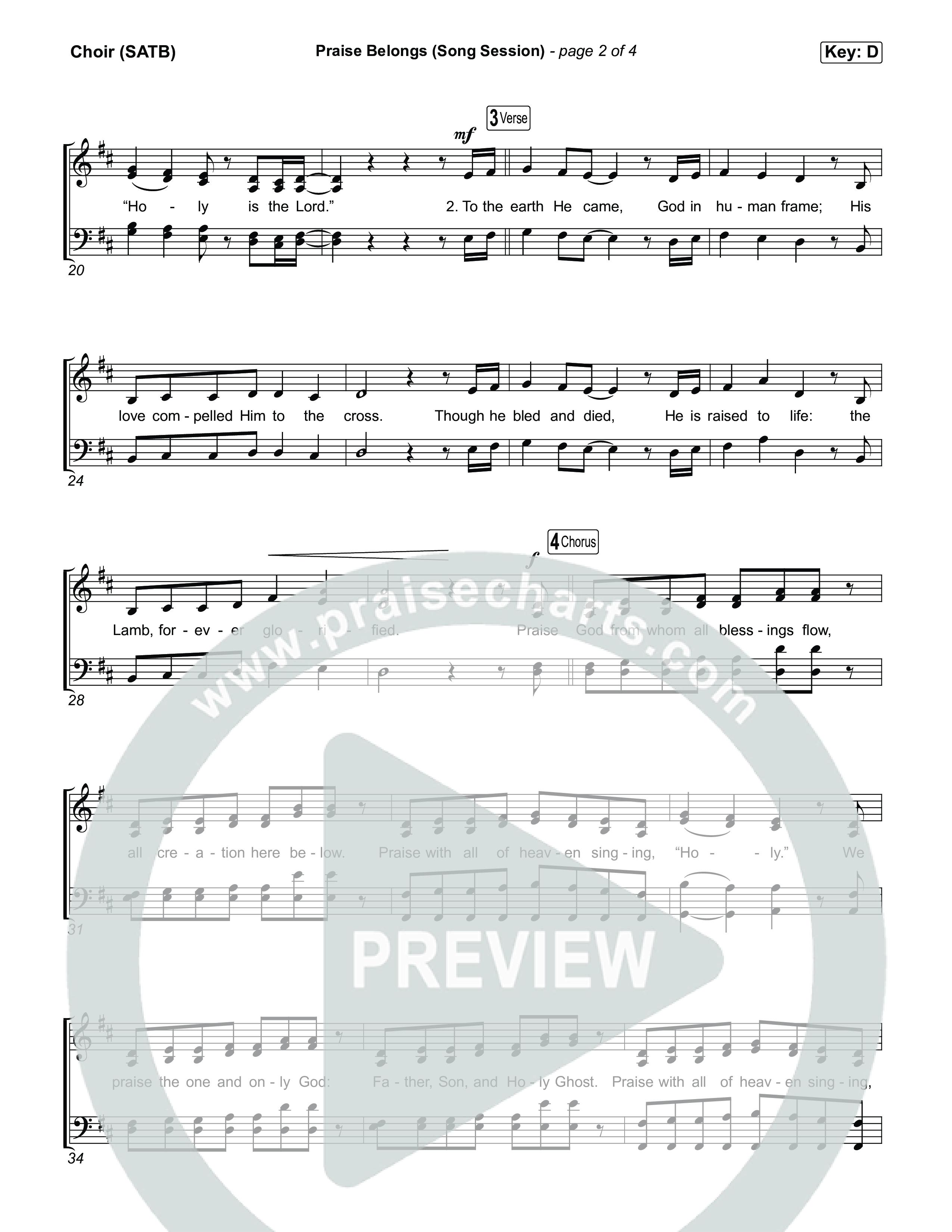 Praise Belongs (Song Session) Choir Sheet (SATB) (CXMMXNS)