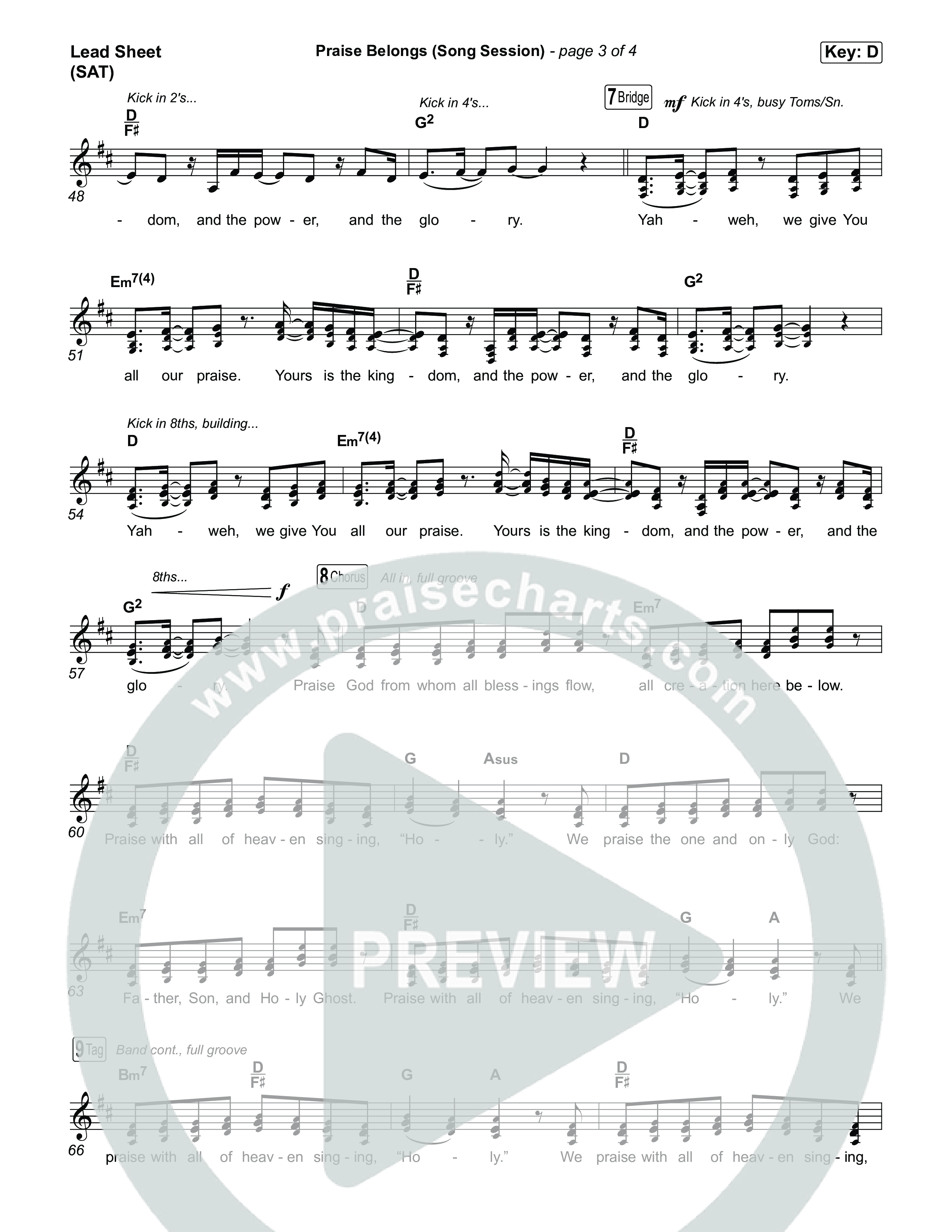 Praise Belongs (Song Session) Lead Sheet (SAT) (CXMMXNS)