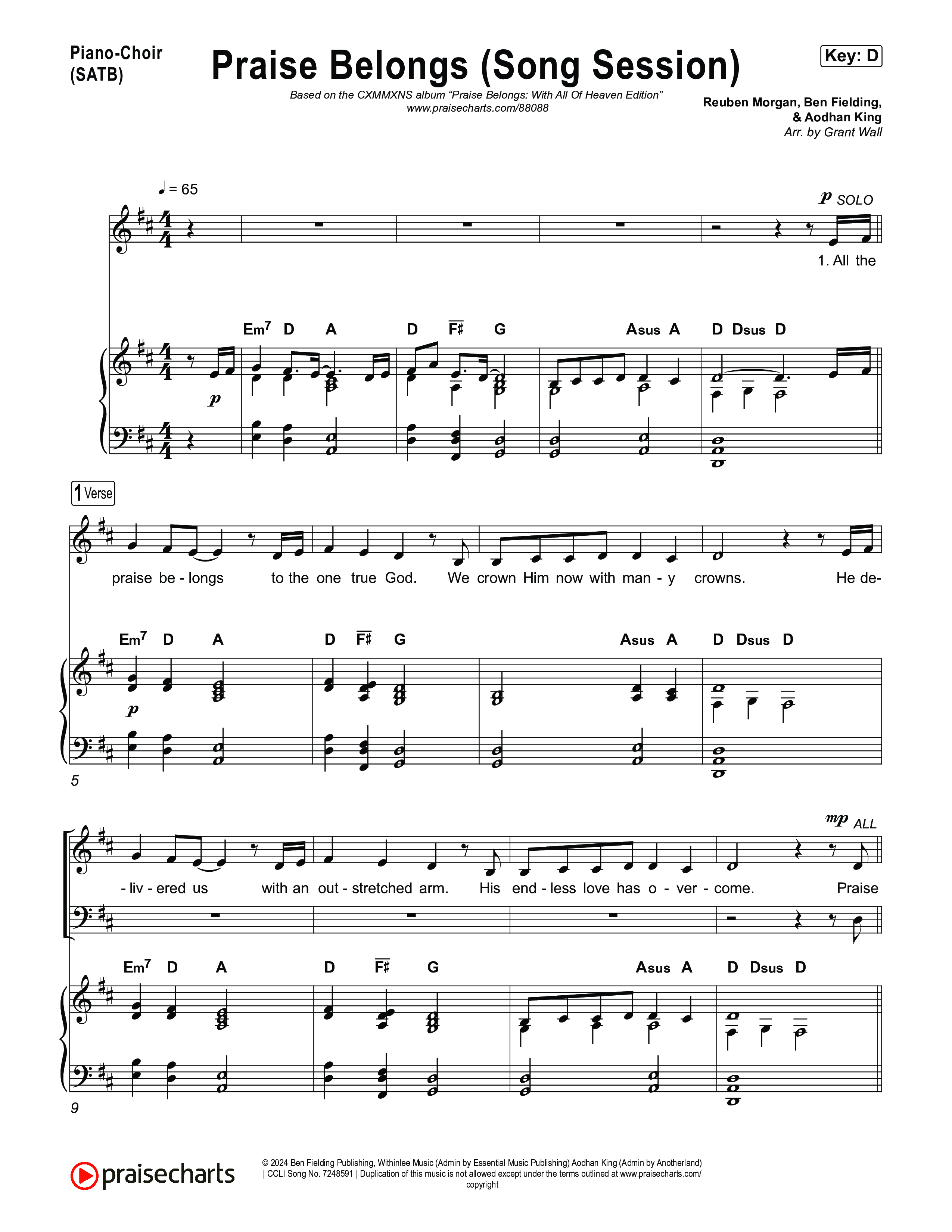 Praise Belongs (Song Session) Piano/Vocal Pack (CXMMXNS)